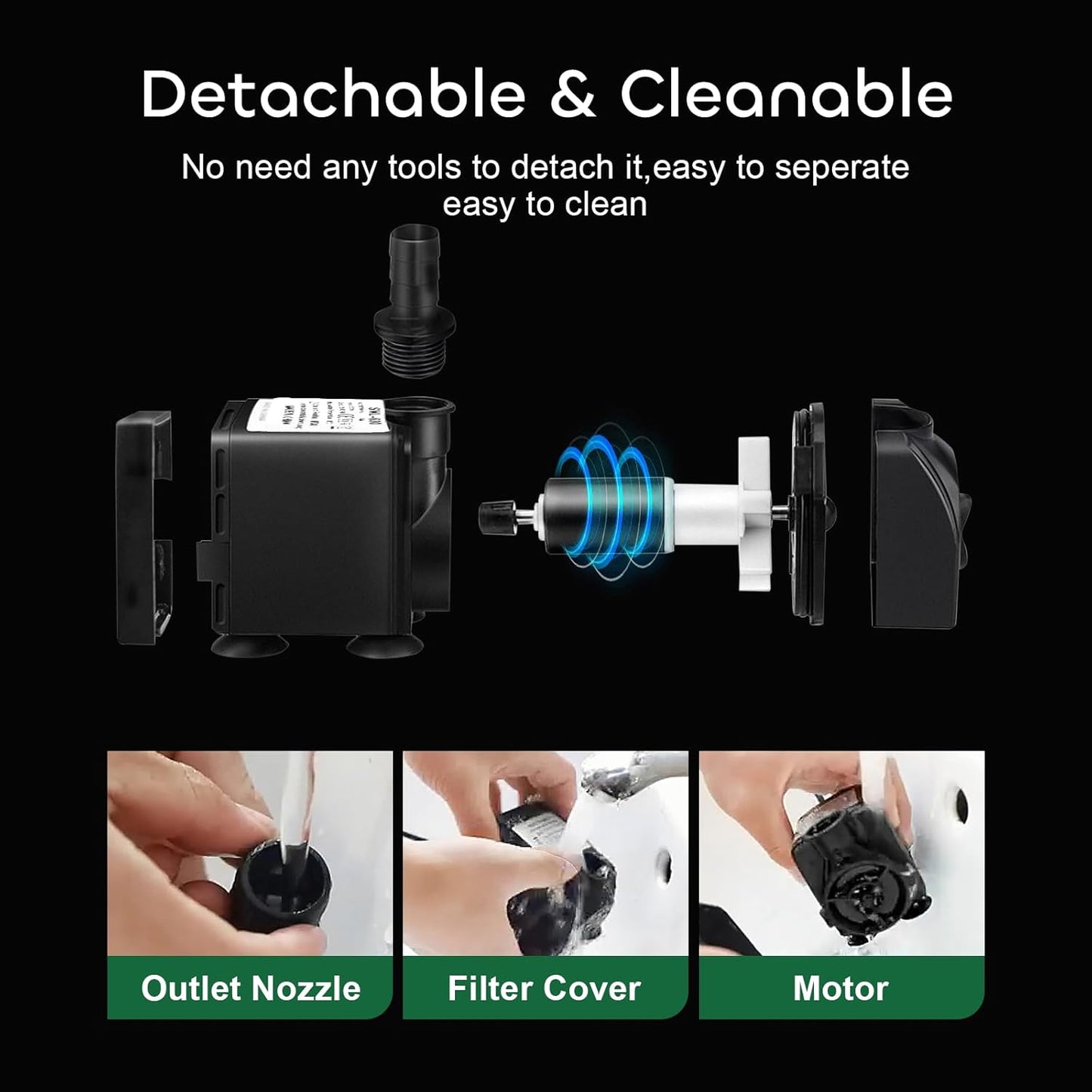 BN-LINK Submersible Water Pump, 35W 550Gph Mini Submersible Pump, Ultra Quiet Fountain Pump for Fish Tank, Pond, Aquarium, Hydroponics