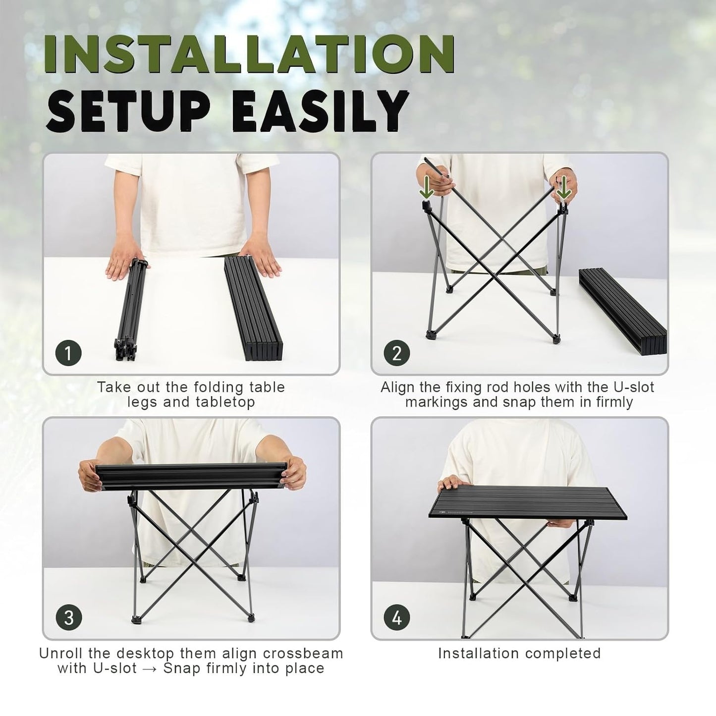 BN-LINK Small Camping Table, Portable Folding Beach Table, Outdoor Ultralight Metal Camping Table, with Carry Bag for Outdoor Cooking, Picnic, Camp, Boat, Travel, Black