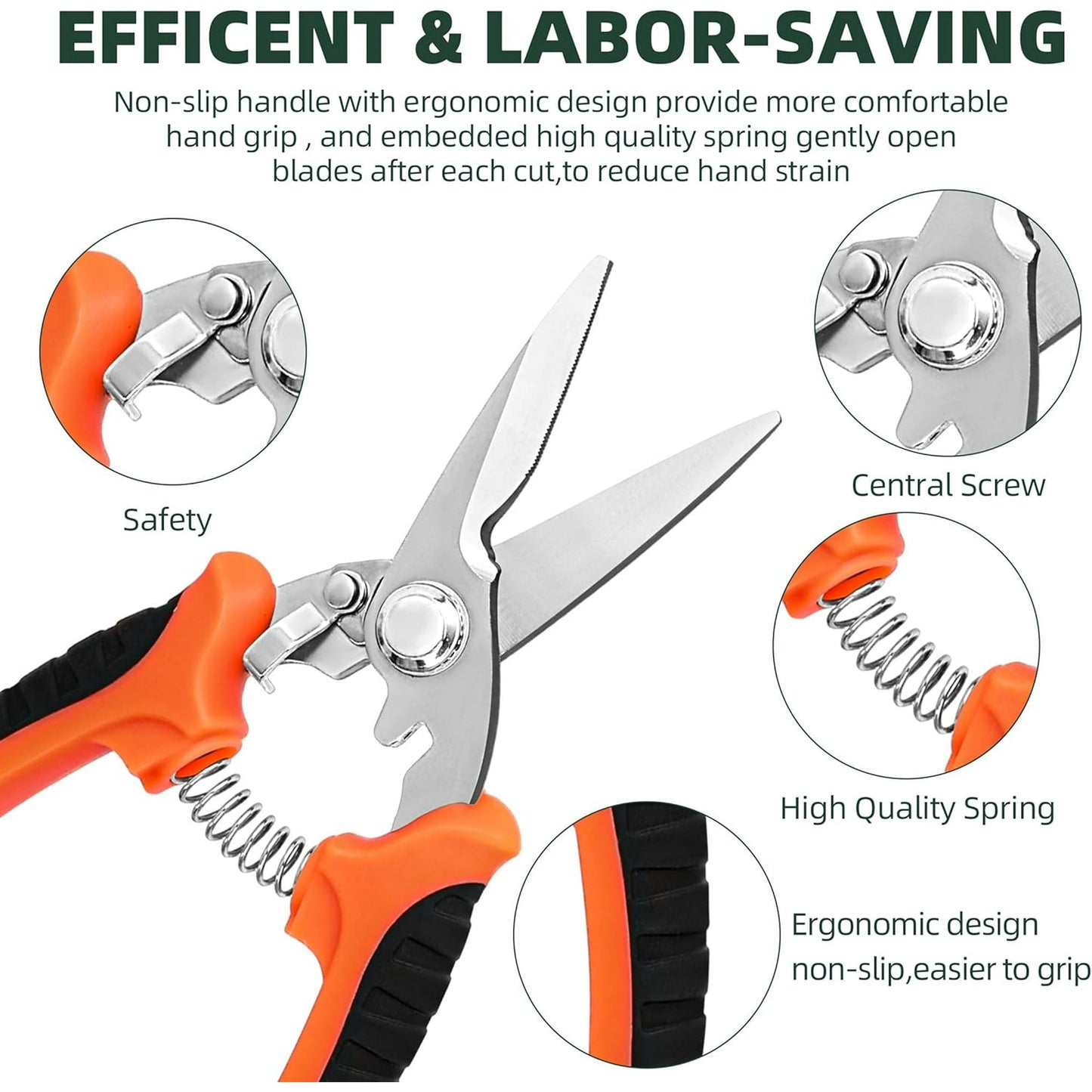 BN-LINK 4 Pack Garden Pruning Shears, Stainless Steel Handheld Scissors Set with Gardening Gloves, Heavy Duty Garden Bypass Pruning Shears,Tree Trimmers Secateurs