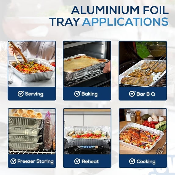 Behome 30 Pack Aluminum Pans, 10.31” x 12.8” Disposable Aluminum Baking Cake Pans, Heavy Duty Aluminum Roasting Trays for Baking, Cooking Food