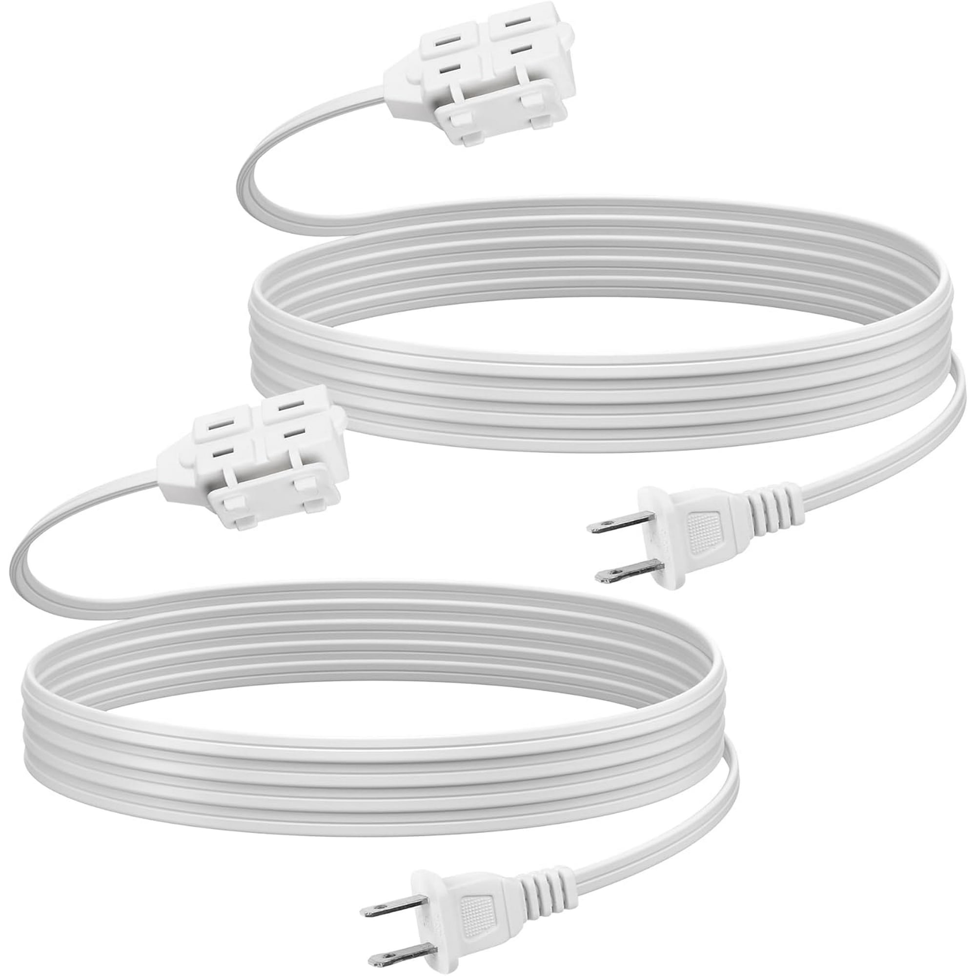 BN-LINK 6 ft 3 Outlet Indoor Extension Cord 16/2 SPT-2, White, 2 Prong Polarized Plug