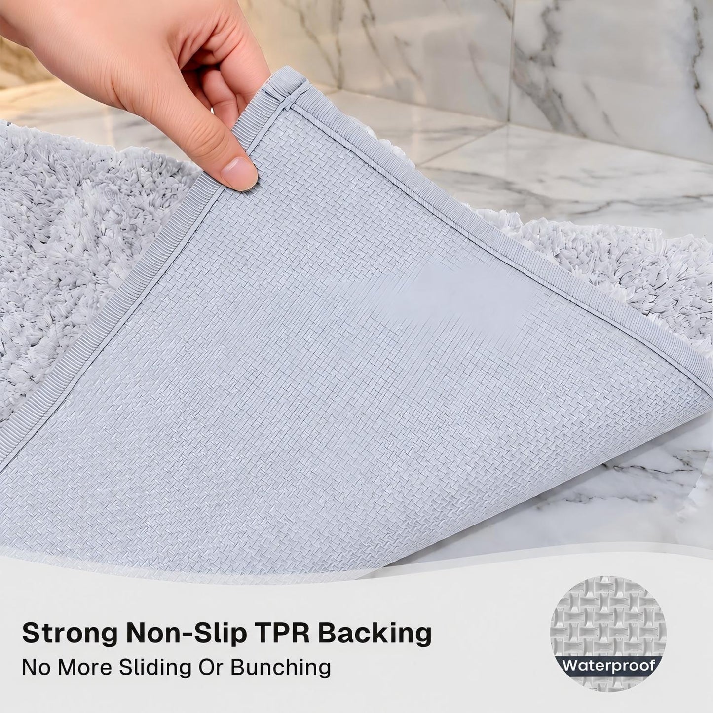 Behome Non-Slip Thick Bathroom Rugs, 16"x 24" Extra Soft and Absorbent Shaggy Bath Mat, Washable Bath Rugs for Bathroom Floor, Tub and Shower