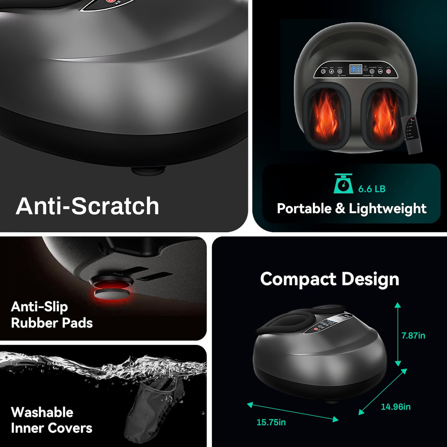 Behome Foot Massager Machine with Heat & 5 Deep-Kneading Modes, 5 Massage Levels & Timer, Remote Control Deep Kneading Machine for Plantar Fasciitis, for Home and Office Use