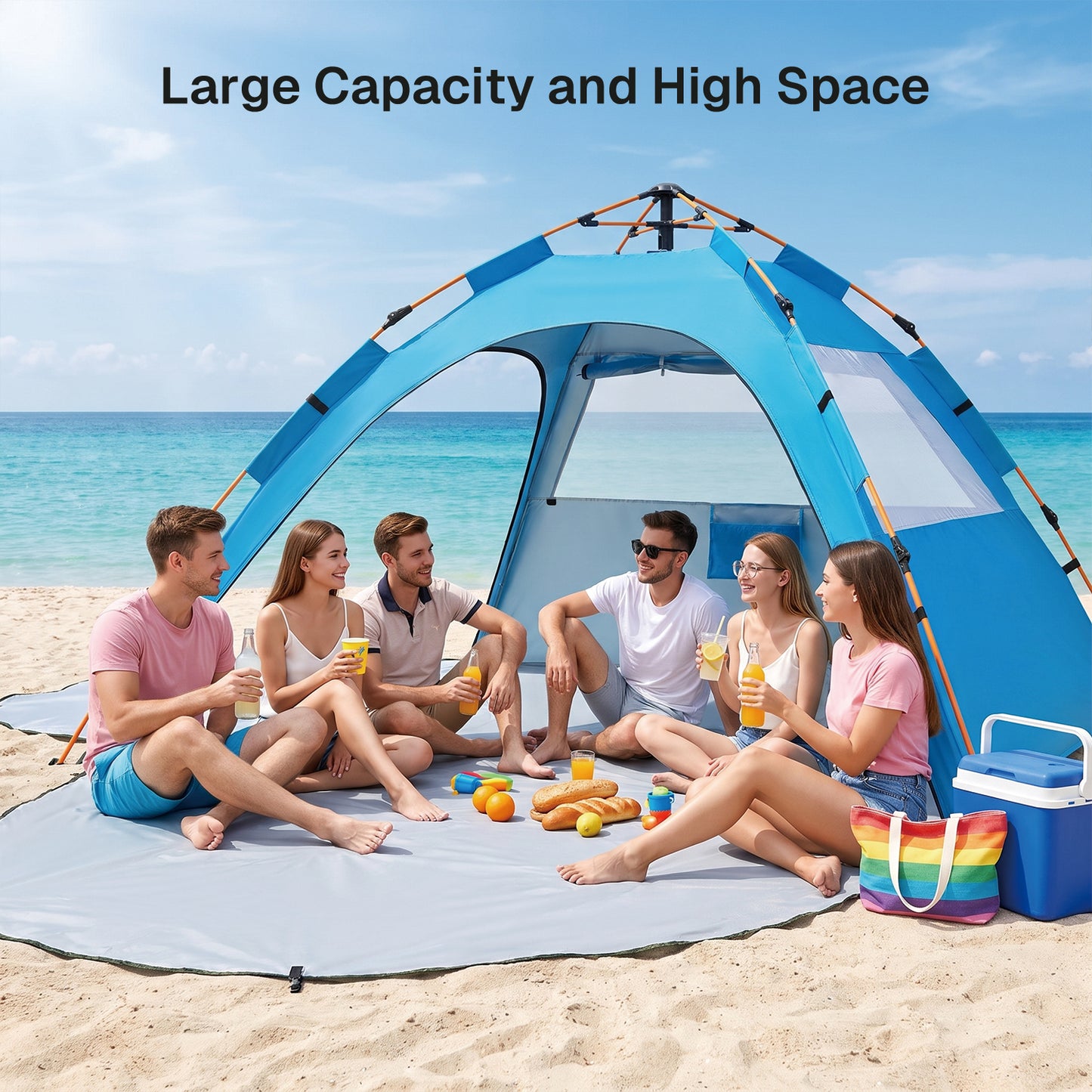 BN-LINK Pop up Beach Tent, 2-3 Person Beach Tent Sun Shelter, Breathable Mesh Window,UPF 50+ UV Protection,Portable Lightweight Beach Shade for Outdoor Camping, Fishing, Family Picnics,Blue