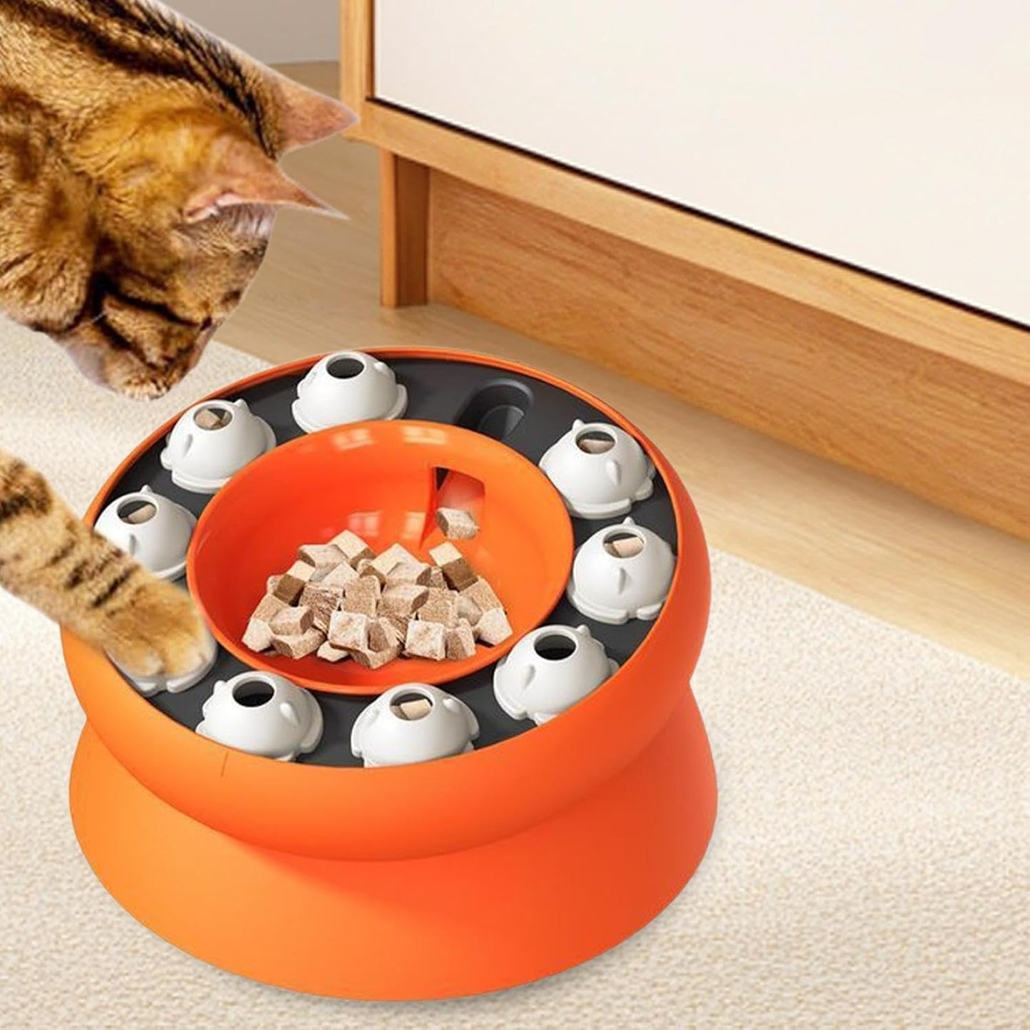 BN-LINK Interactive Cat Puzzle Feeder, Elevated Slow Feeder Bowl for Indoor Cats, Cat Enrichment Toy for Mental Stimulation and Boredom Relief