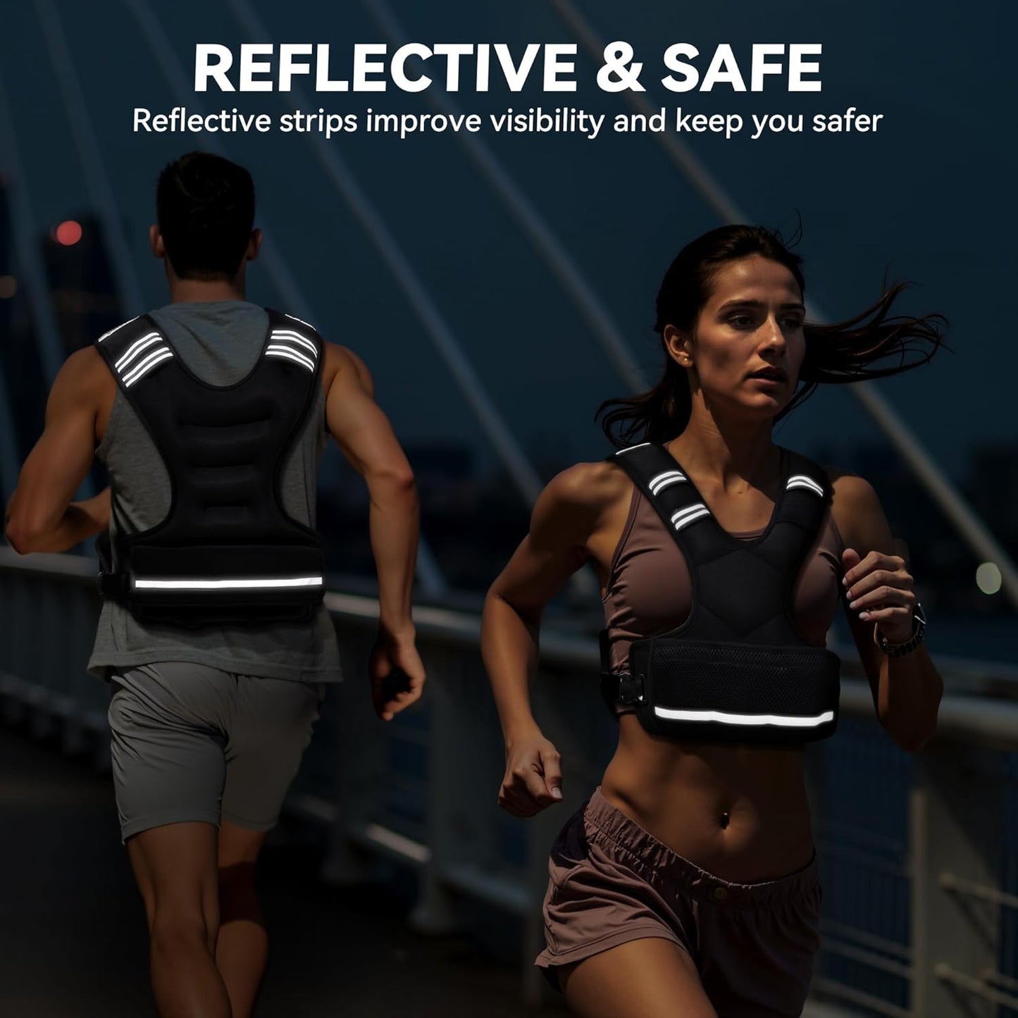 Behome Adjustable Weighted Vest, 7-11lb Vest with 6 Ironsand Weights, Large Pocket & Reflective Strip, for Men Women, Running Walking Exercise Workout