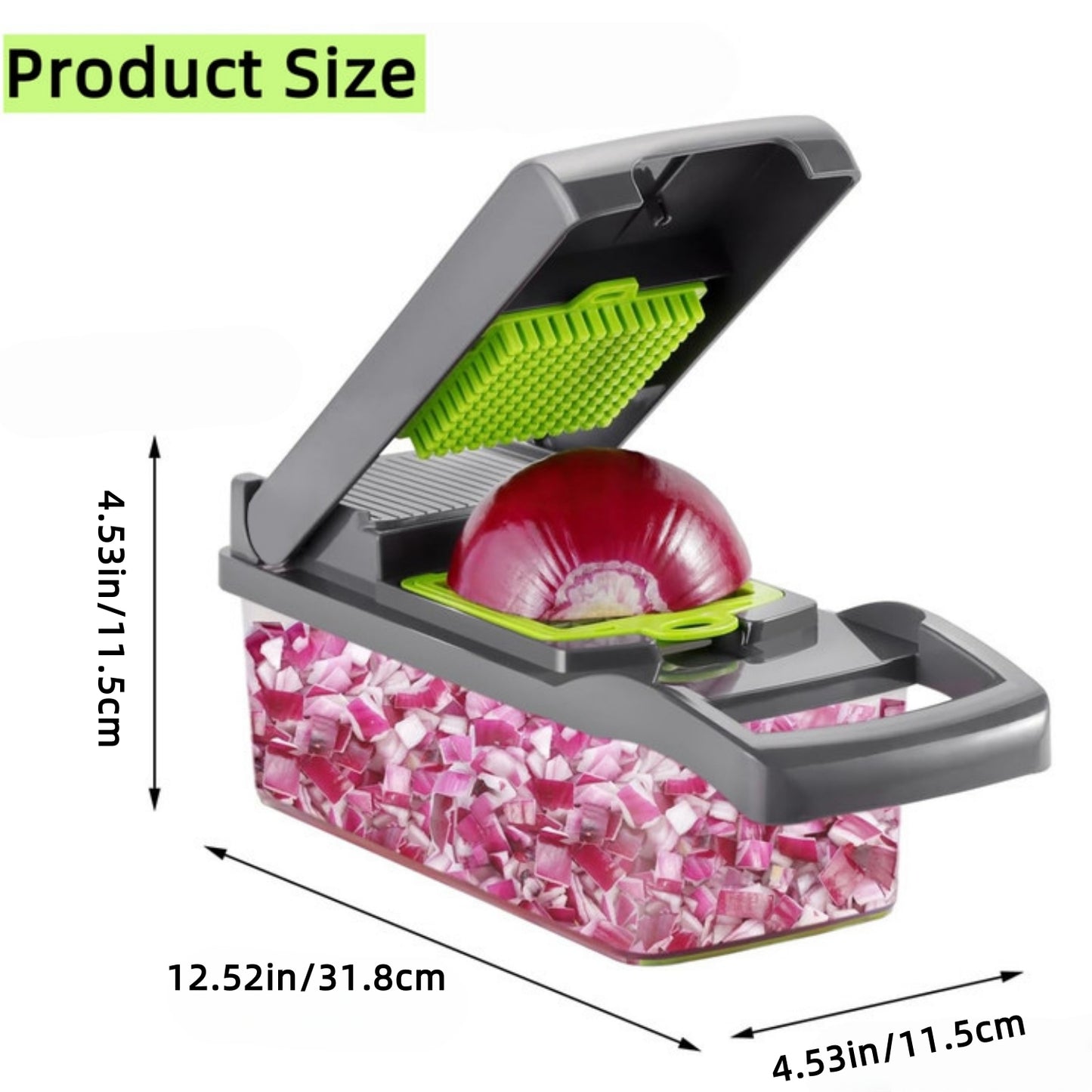 Behome Mandoline Slicer, 15-in-1 Multi-Functional Kitchen Gadget Set, Veggie Chopper, Food Chopper with Container, Vegetable Cutter & Spiralizer for Onion Salad, Gray