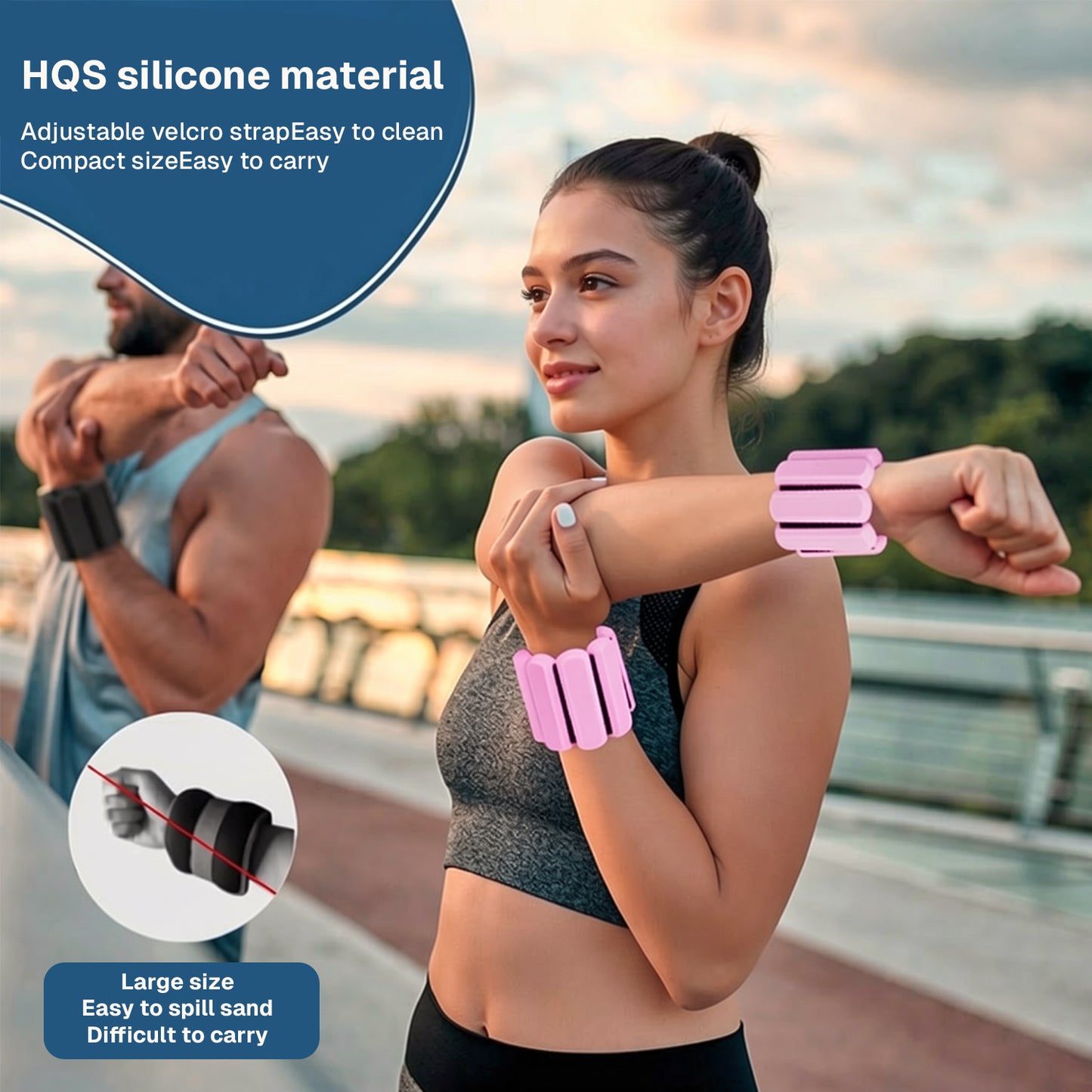 Behome Wrist and Ankle Weights for Women & Men Set of 2 (1lb Each), Adjustable Wearable Arm & Leg Weights for Pilates, Gym, Yoga, Cardio