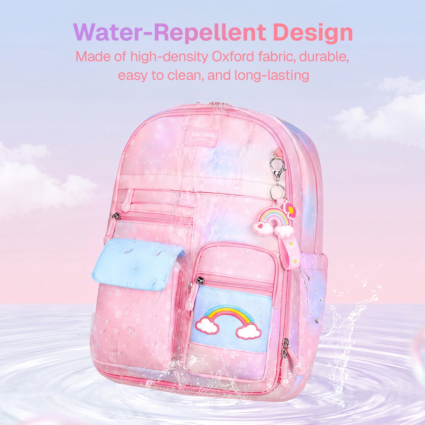 Behome 17” Backpack for Girls, Large kids backpack, School Backpacks with Durable & Water-Resistant Fabric, for Elementary, Middle, and High School Students