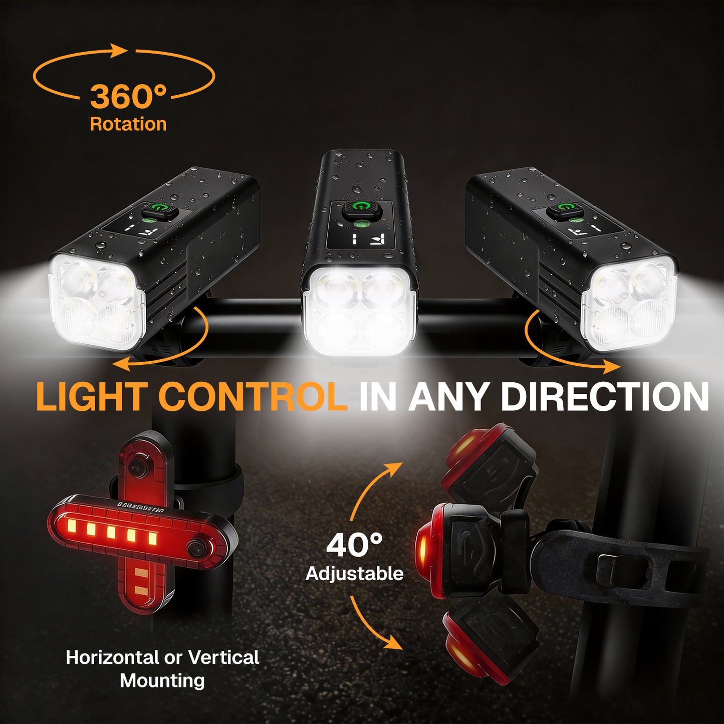 Behome Bright Bike Light for Night Riding, USB Rechargeable Bicycle Light Set, 4 LED High Brightness Bicycle Headlight Set, Waterproof Bicycle Front Headlight and Back Taillight, Aluminum Bike Access