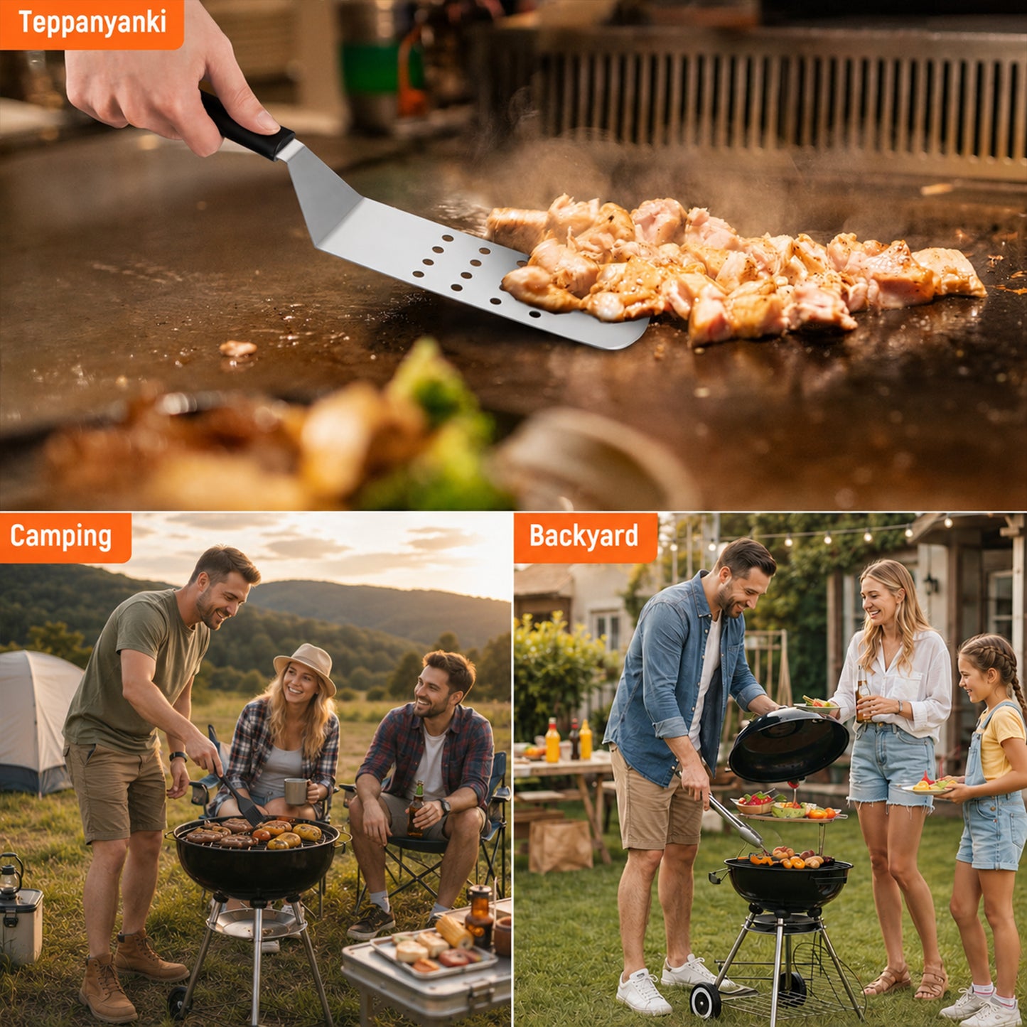 BN-LINK 33PCS Griddle Accessories Kit, Flat Top Grill Accessories with Enlarged Spatulas, Basting Cover, Burger Press & Scraper, Stainless Steel Griddle Tools for Outdoor Grilling BBQ