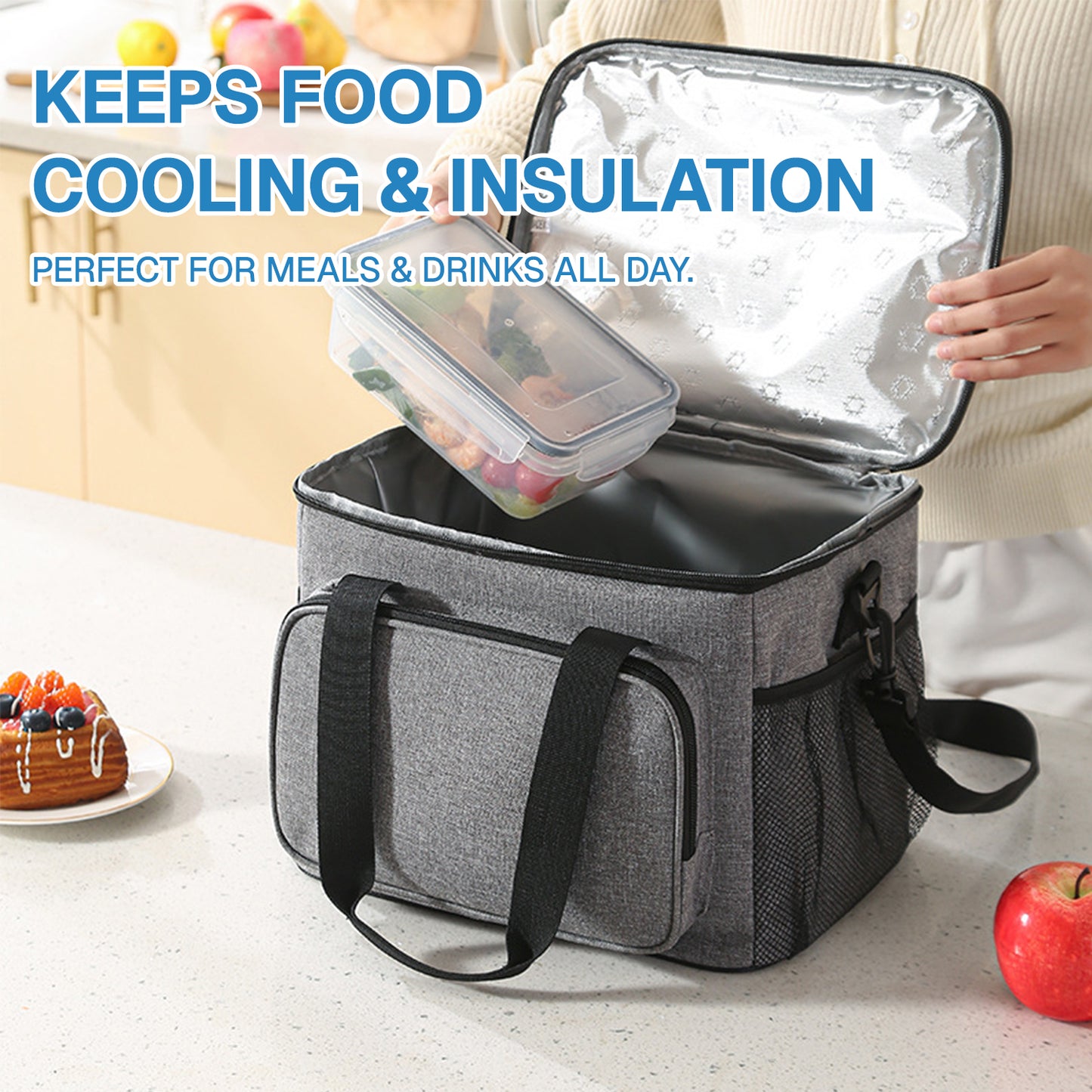 BN-LINK Soft Cooler Bag, 48 Cans Leakproof Insulated Bag,Portable Insulated Cooling for Lunch, Beach, Drink, Beverage, Travel, Camping,Picnic,Gray