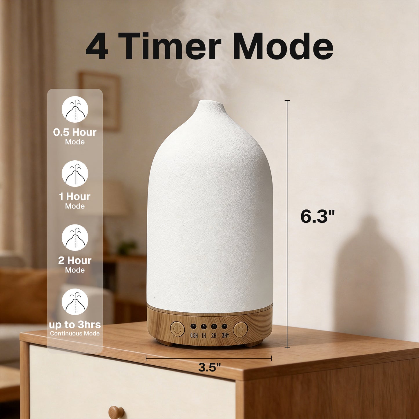 Behome 100ML Ceramic Essential Oil Diffuser, Ultrasonic Diffuser with 7-Color LED Lights, Scent Diffuser with Timer & Auto Shut-Off, for Home, Office, Yoga