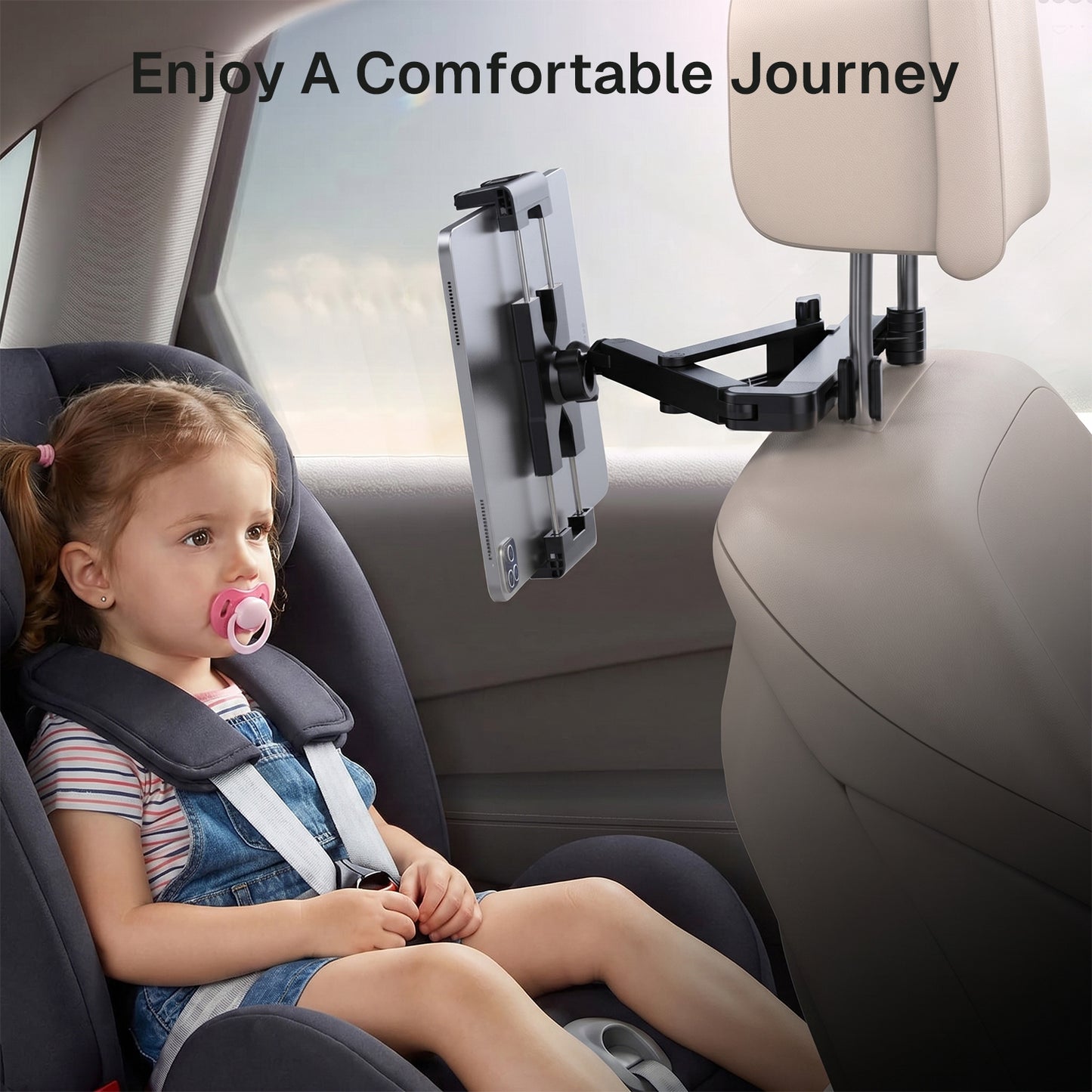 Behome Car Headrest Tablet Holder, Adjustable Tablet Holder for Car with Extension Arm, iPad Car Mount for iPad Pro, Air, Mini, Cell Phone,Galaxy Tab , All 4.7-12.9" Screen Devices