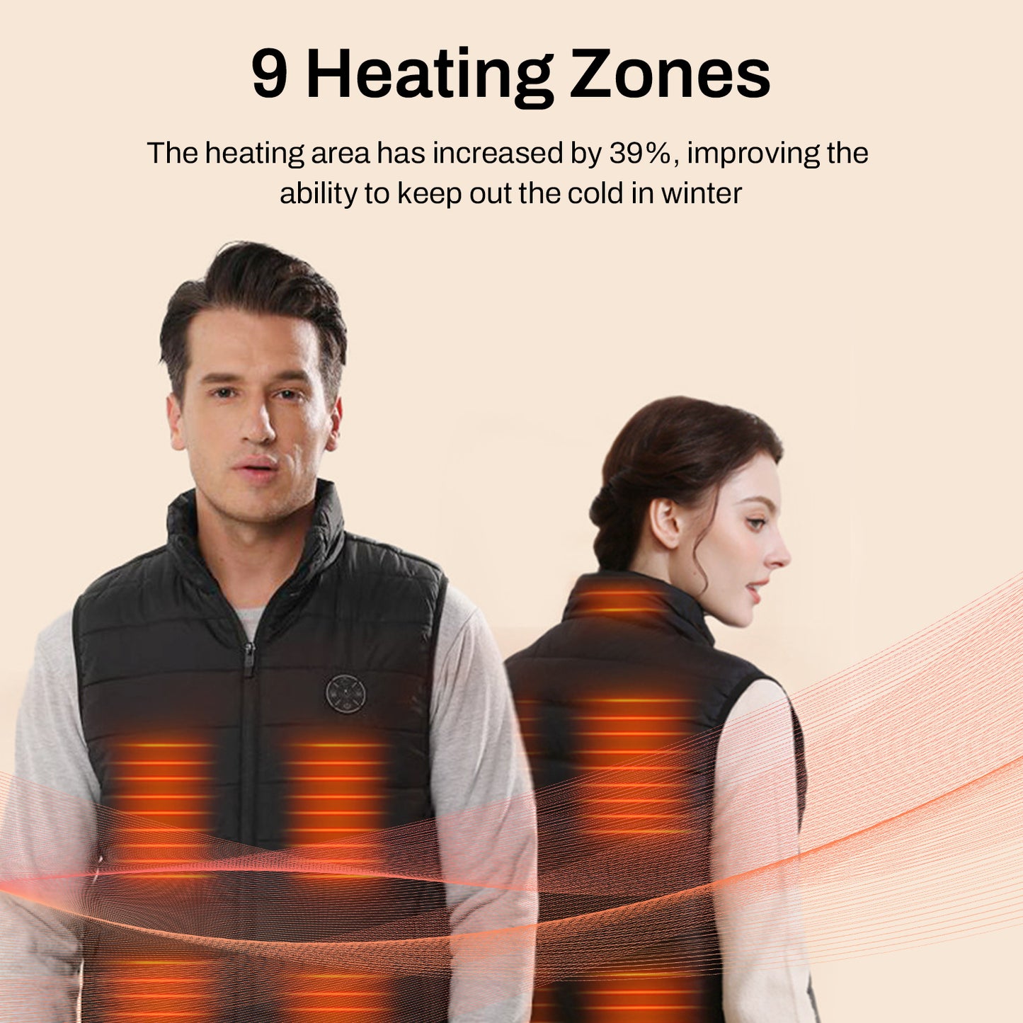 Behome Heated Vest with 3 Temperatures, Lightweight Electric Warming Heated Jacket with Heated Collar, Battery Pack Not Included