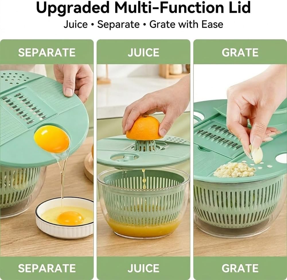 Behome Salad Spinner with Drain, 4.2 Quart Large Lettuce & Fruit Washer with 6 Blades, Multi-Use Lettuce Spinner, Vegetable Dryer for Spinning, and Draining