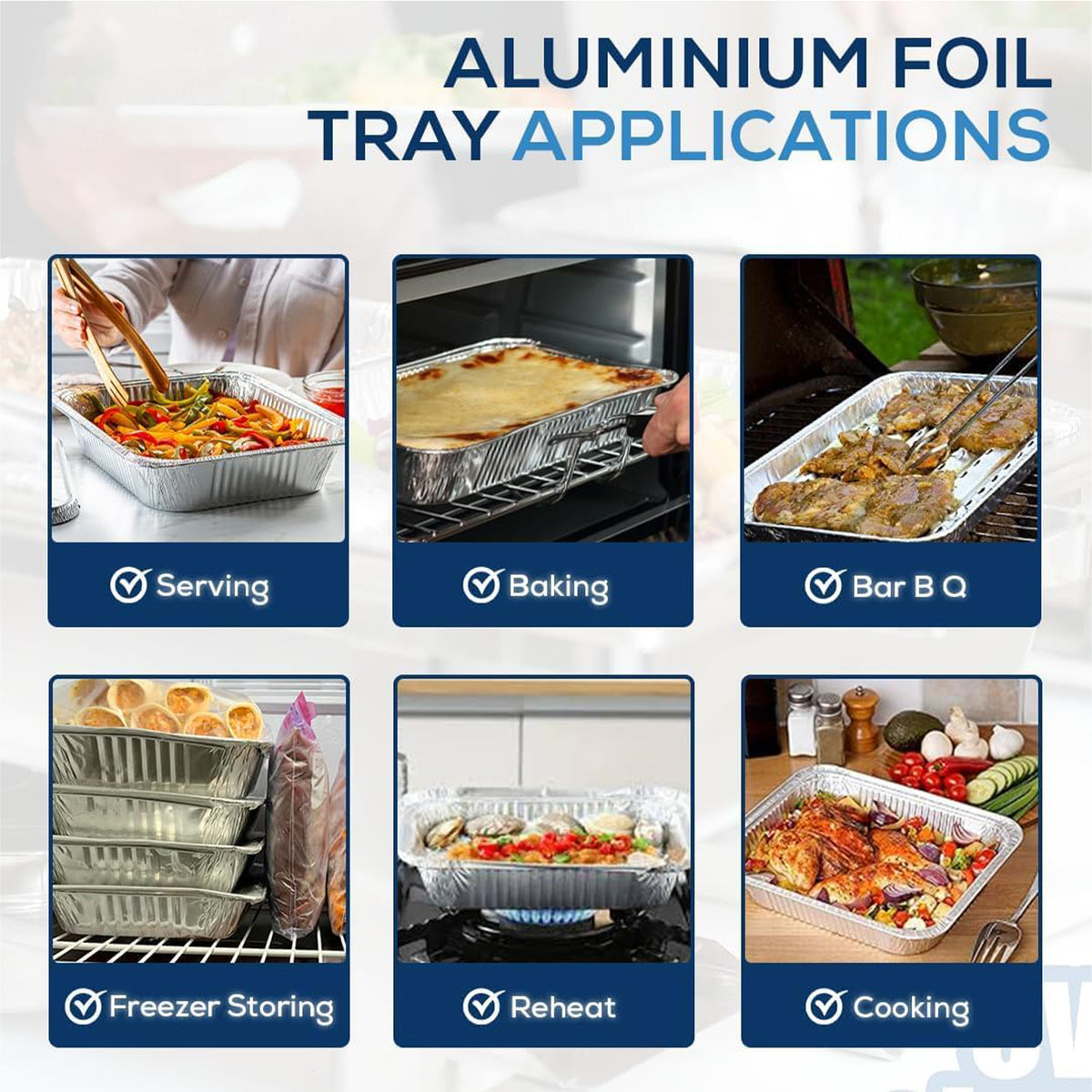 Behome 12 Pack Aluminum Pans with Lids, 10.31” x 12.8” Aluminum Baking Cake Pans, Heavy Duty Aluminum Roasting Trays for Baking, Cooking Food