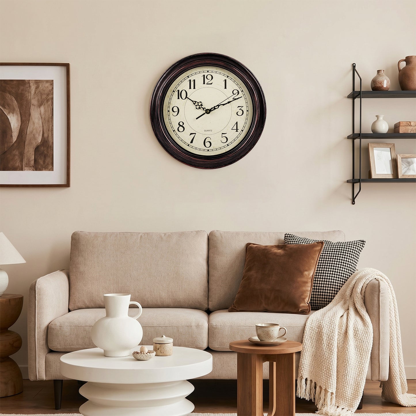 Behome 12 Inch Wall Clock, Silent Non Ticking Classic Battery Operated Clocks, Large Decorative Retro Clock for Living Room, Kitchen, Bedroom, Battery Not Included