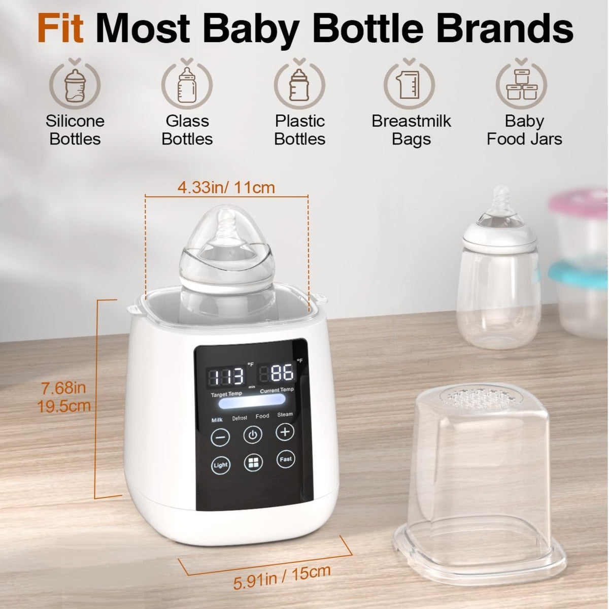 Behome Bottle Warmer, 8-in-1 Fast Milk Warmer for Breastmilk and Formula, Accurate Temperature Control