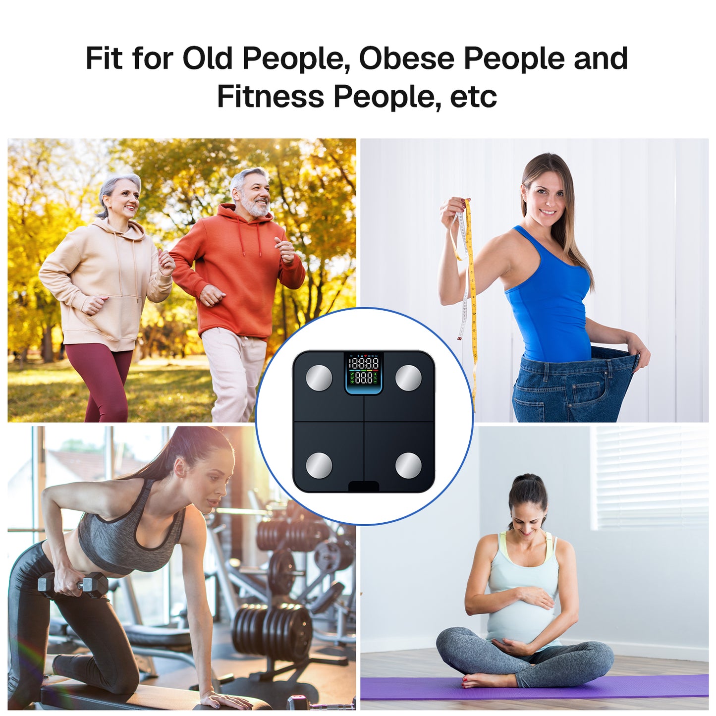 Behome Smart Body Scale, Bluetooth Digital Weight Scale with 25 Body Metrics, Large Color Display Bathroom Scale for Body Fat,Muscle Mass & More, 400 lb Capacity