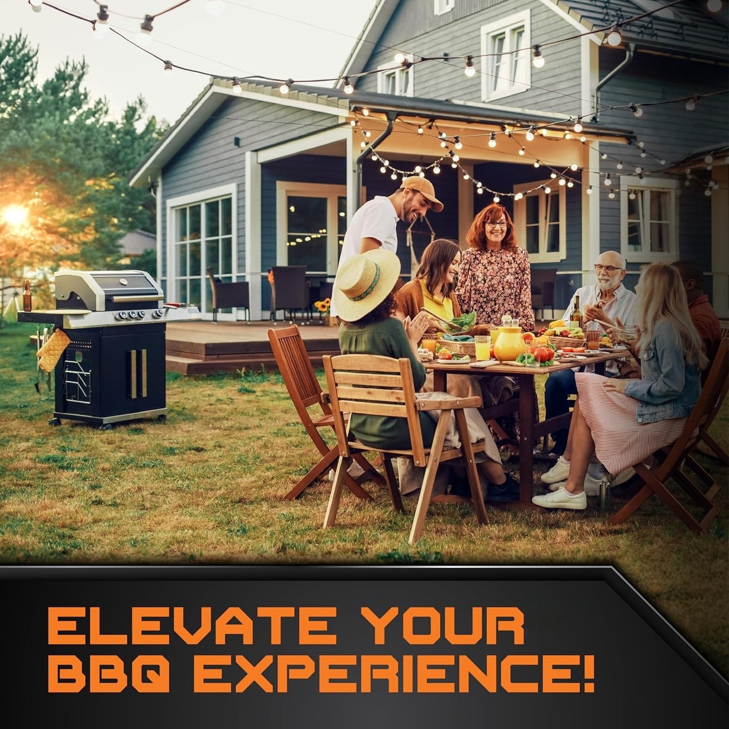 BN-LINK Grill BBQ Cover, 420D Outdoor Heavy Duty Waterproof Barbecue Gas Cover, All Weather Protection, 58"W x 24"D x 47"H, Black