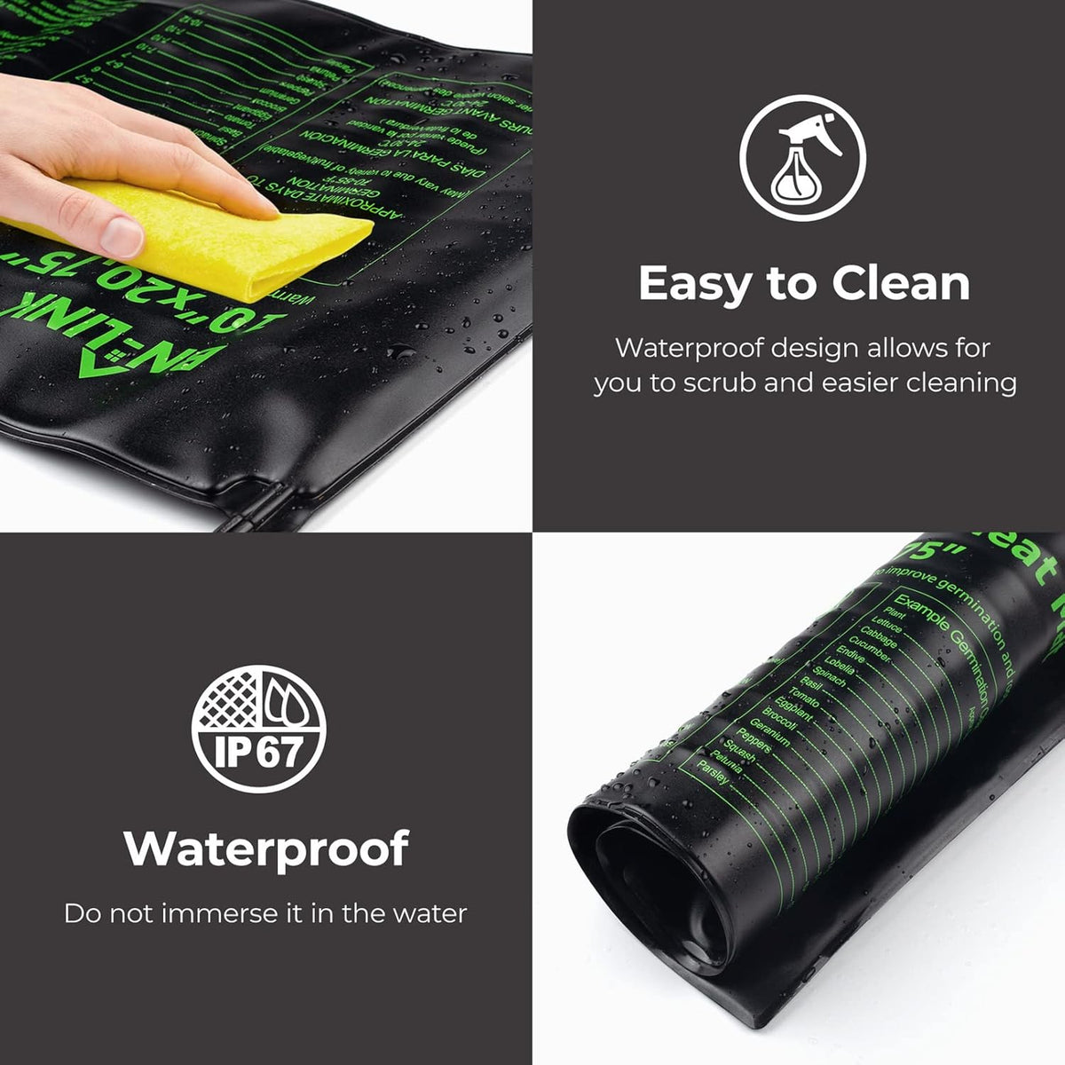 BN-LINK Seedling Heat Mat Heating Pad 10" x 20.75" with Digital Thermostat Controller Combo Set Waterproof for Indoor Seed Starting and Plant Germination