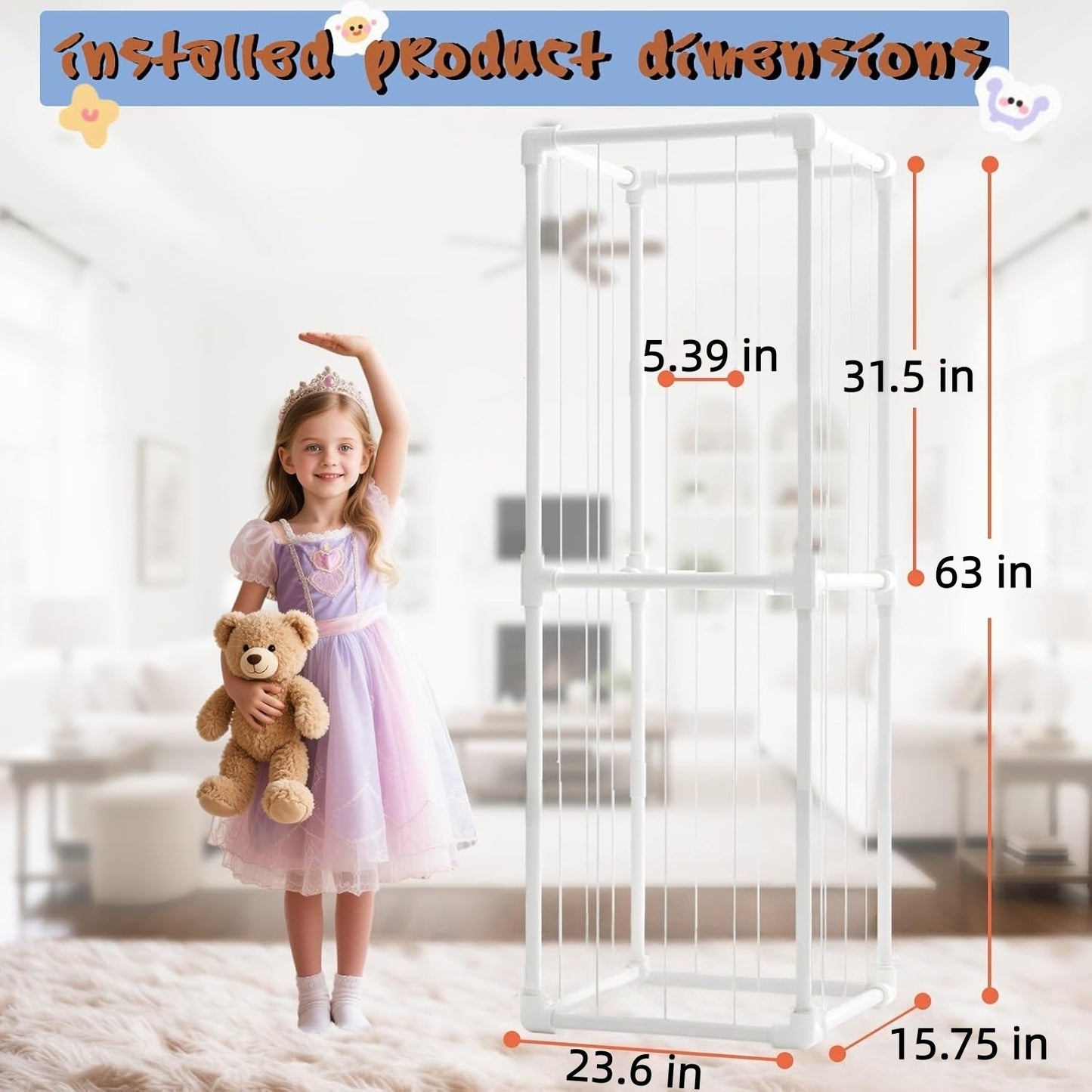 Behome Stuffed Animal Storage, Stuffed Animal Organizer with Elastic Cords for Boys Girls, Cute Zoo Toy Holder for Toddler Rooms, Playrooms & Bedrooms, White