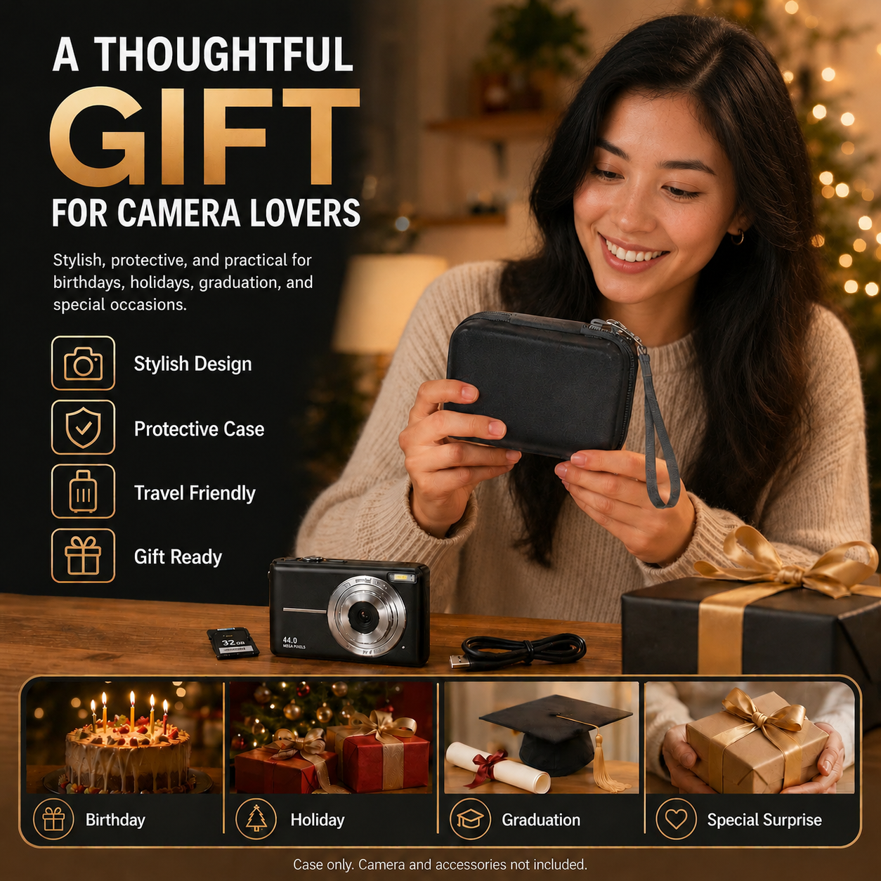 BN-LINK Waterproof Digital Camera Case with Mesh Pocket, for Canon G7X Mark III/II, PowerShot series, SX740 HS, Sony Cyber-shot, Ricoh GR series, Kodak PIXPRO, and More