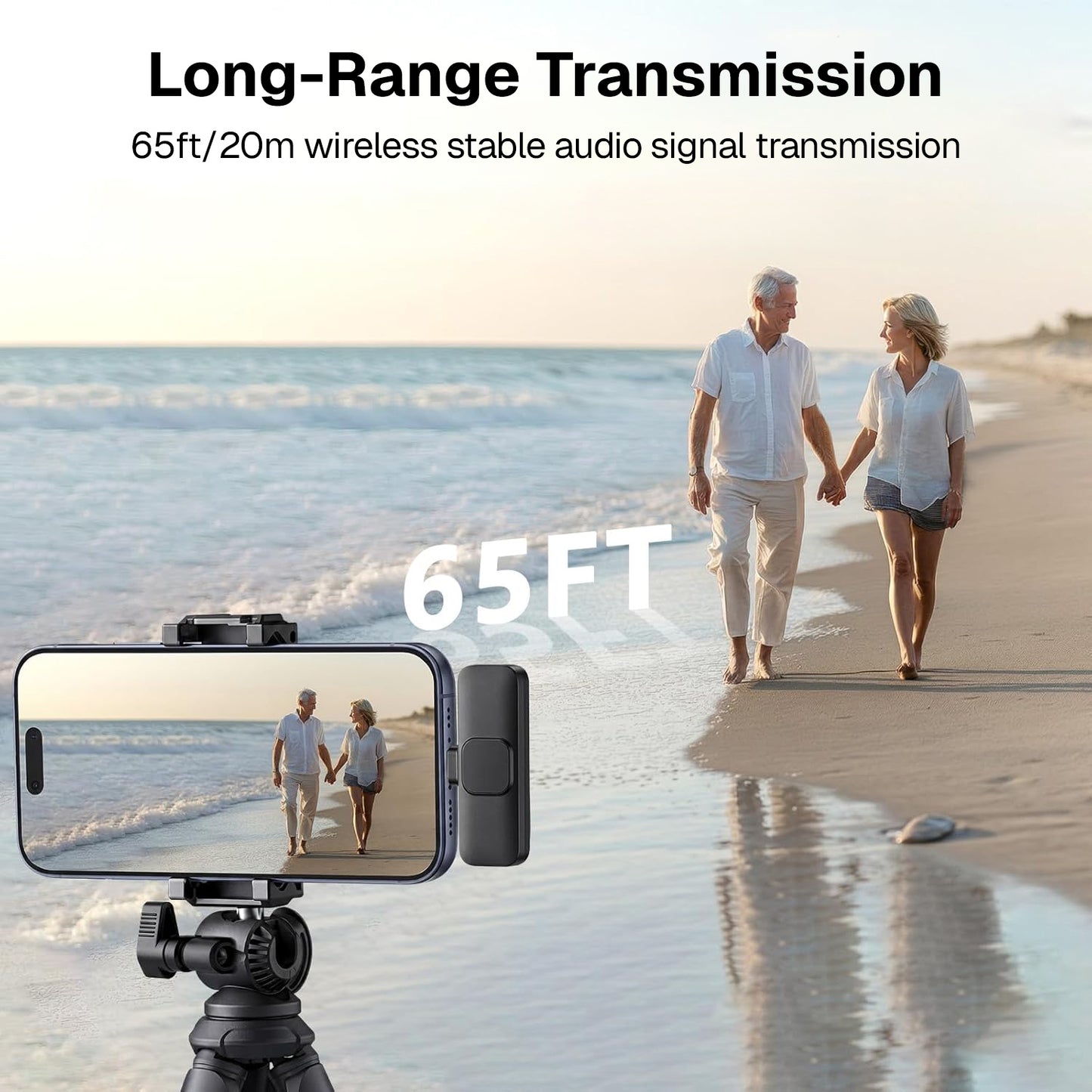 Behome Wireless Lavalier Microphone for iPhone with Storage Bag, Mini Microphone with Rotatable Clip&Denoise Recording, for TikTok, YouTube & Interviews