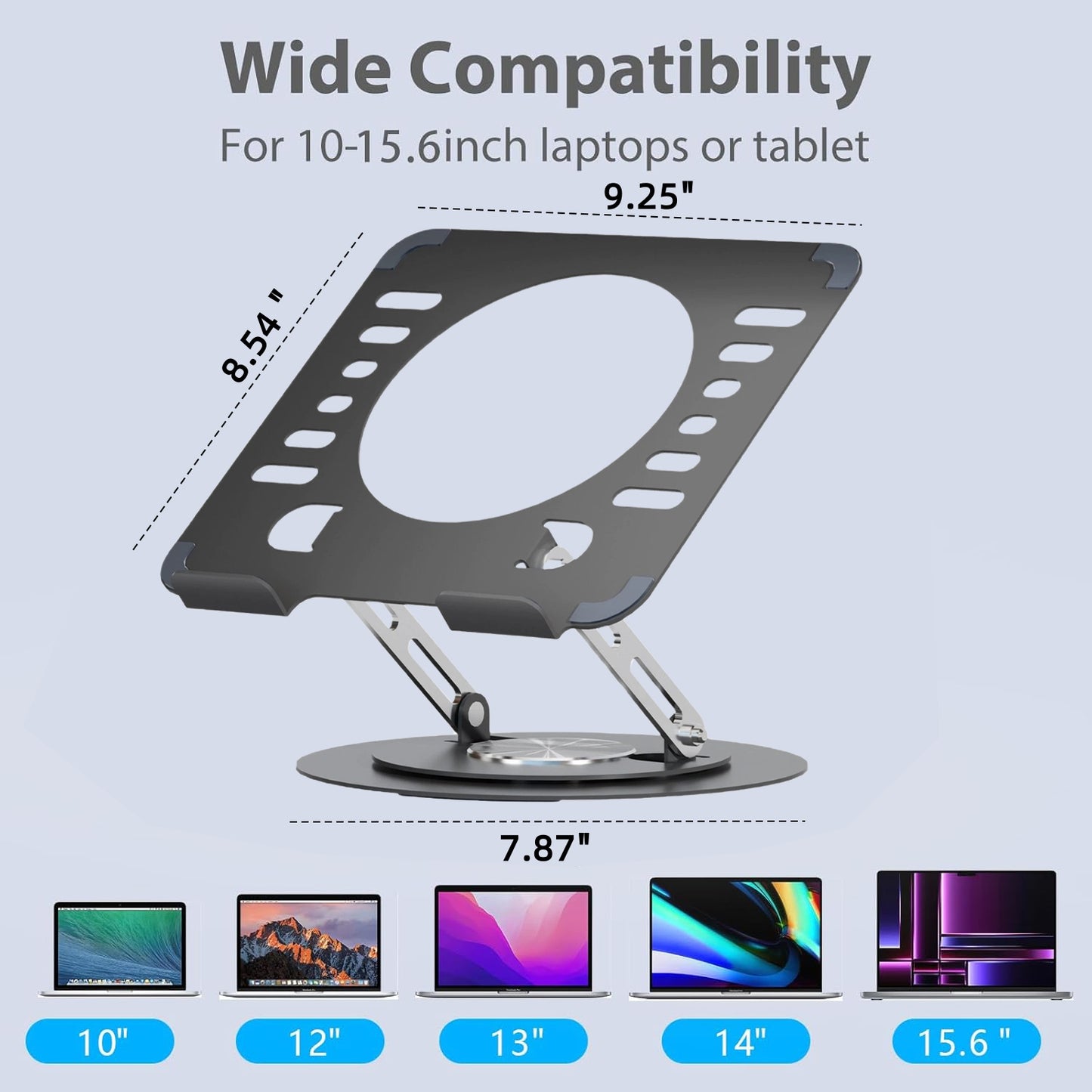 Behome Laptop Stand, Height Adjustable Ergonomic Computer Stand for Desk, Portable and Foldable Laptop Riser for Laptops and Notebook Up to 17 Inch, Black