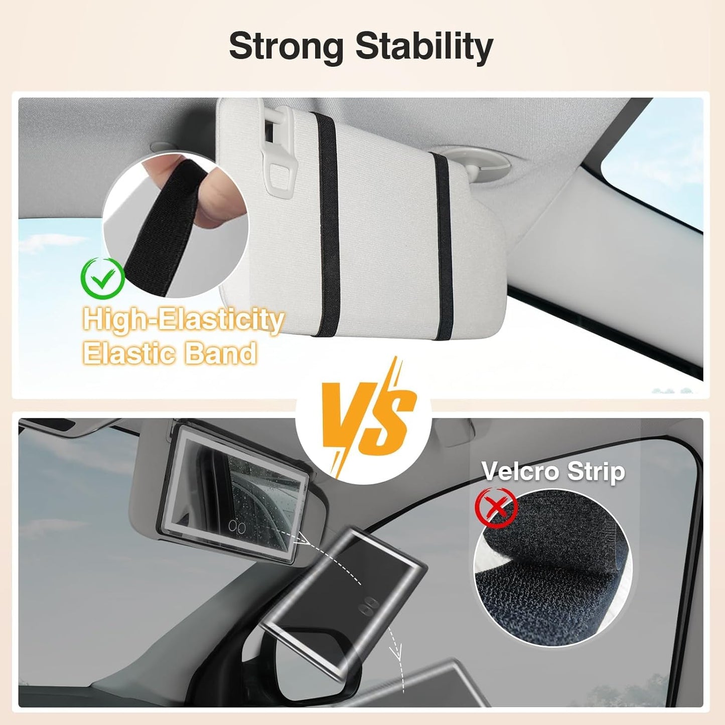 Behome Makeup Mirror, Rechargeable Car Visor Vanity Mirror with Light, Portable Led Makeup Mirror for Car Truck Suv