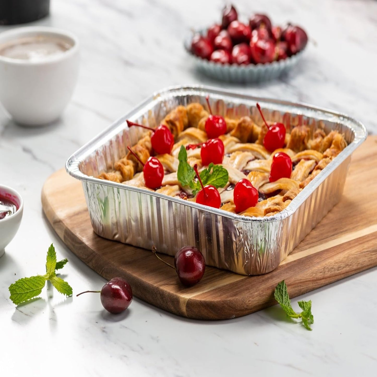 Behome 30 Pack Aluminum Pans, 8x8 Square Disposable Aluminum Baking Cake Pans, Heavy Duty Aluminum Roasting Trays for Baking, Cooking Food