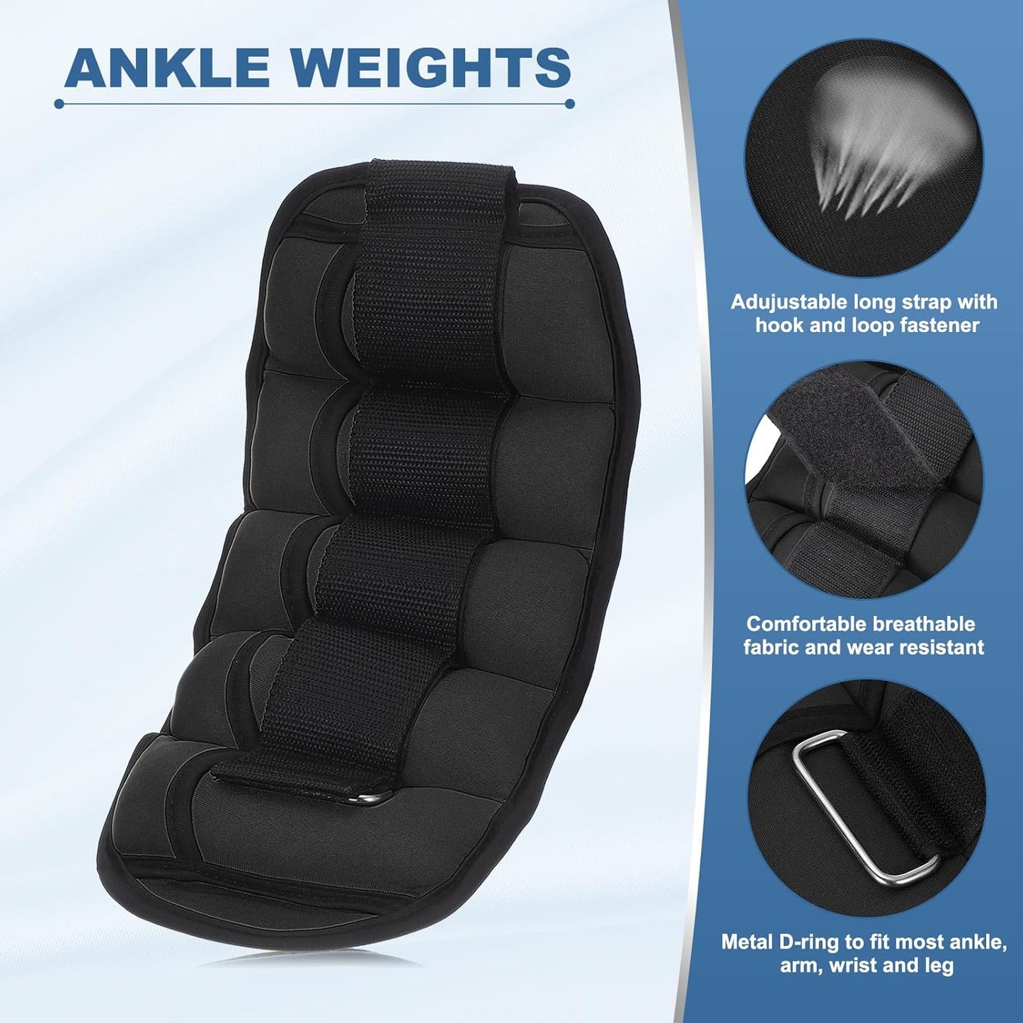 BN-LINK Adjustable Ankle Weights Set 1Pair (5lbs*2) Removable Sandbags Leg Arm Weights for Women Men,Modularized Leg Weight Straps for Yoga, Walking, Running, Aerobics, Gym