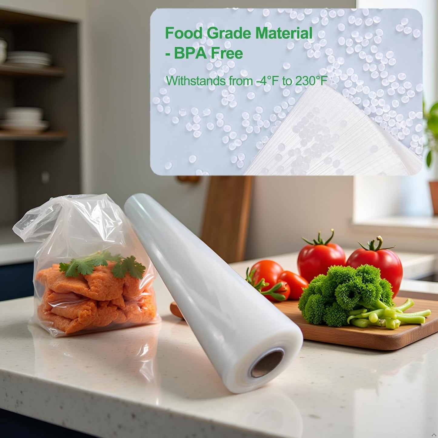 Behome Vacuum Sealer Bags, 2 Rolls (7.87”x 50’&11.02” x 50’) Textured Vacuum Sealer Bags for Food Sealer, for Sous Vide Cooker and All Vaccum Food Sealer Machines