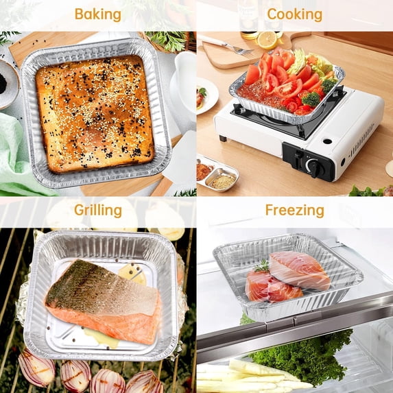 Behome 30 Pack Aluminum Pans, 8x8 Square Disposable Aluminum Baking Cake Pans, Heavy Duty Aluminum Roasting Trays for Baking, Cooking Food