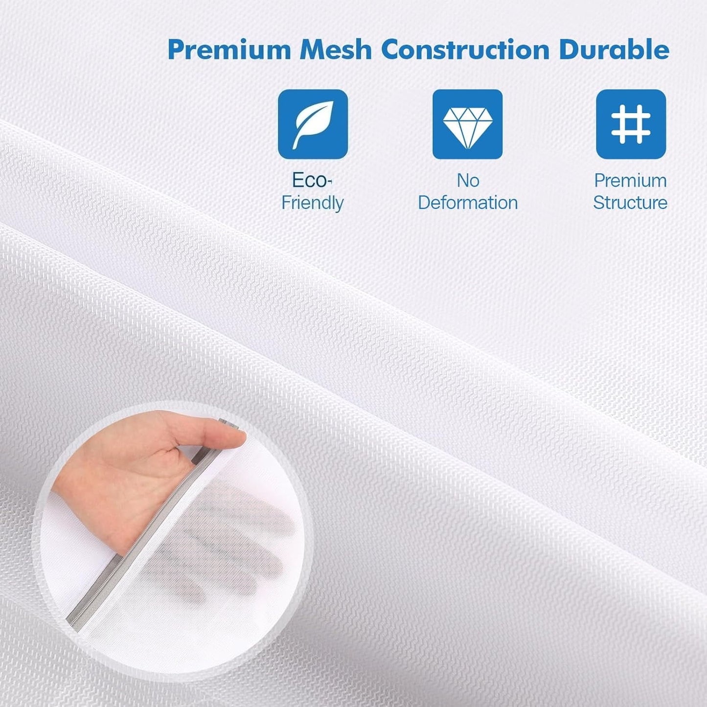 Behome 7 Pack Laundry Bags, Mesh Wash Bags with Zipper Protective Cover, Delicate Laundry Bags for Clothes, Underwear, Lingerie, White, 7 Sizes