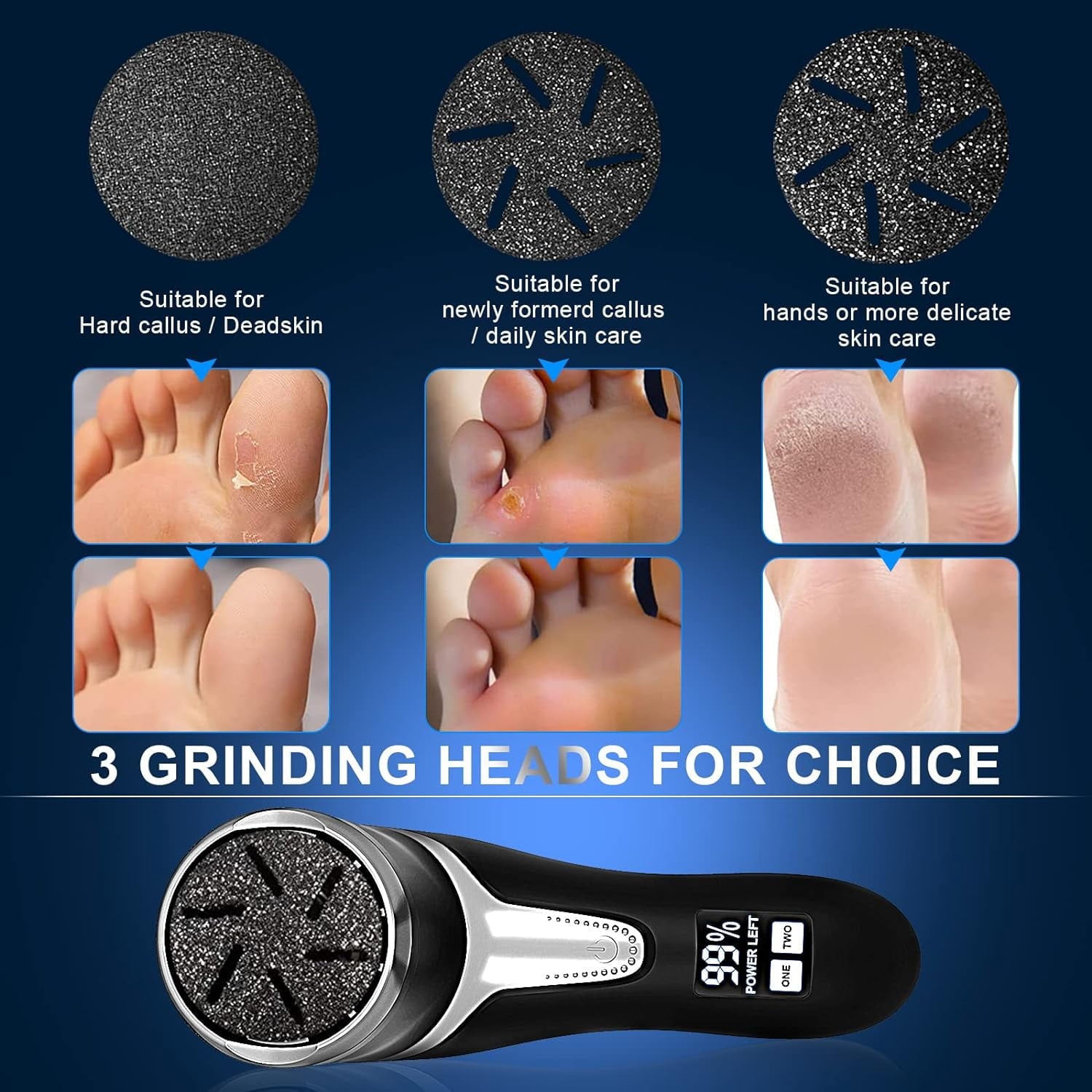 Behome Electric Foot Callus Remover, Rechargeable & Portable Electronic Foot File Pedicure Tools, Waterproof Foot Scrubber File, Electric Callus Remover Kit, Professional Pedi Feet Care(Black)