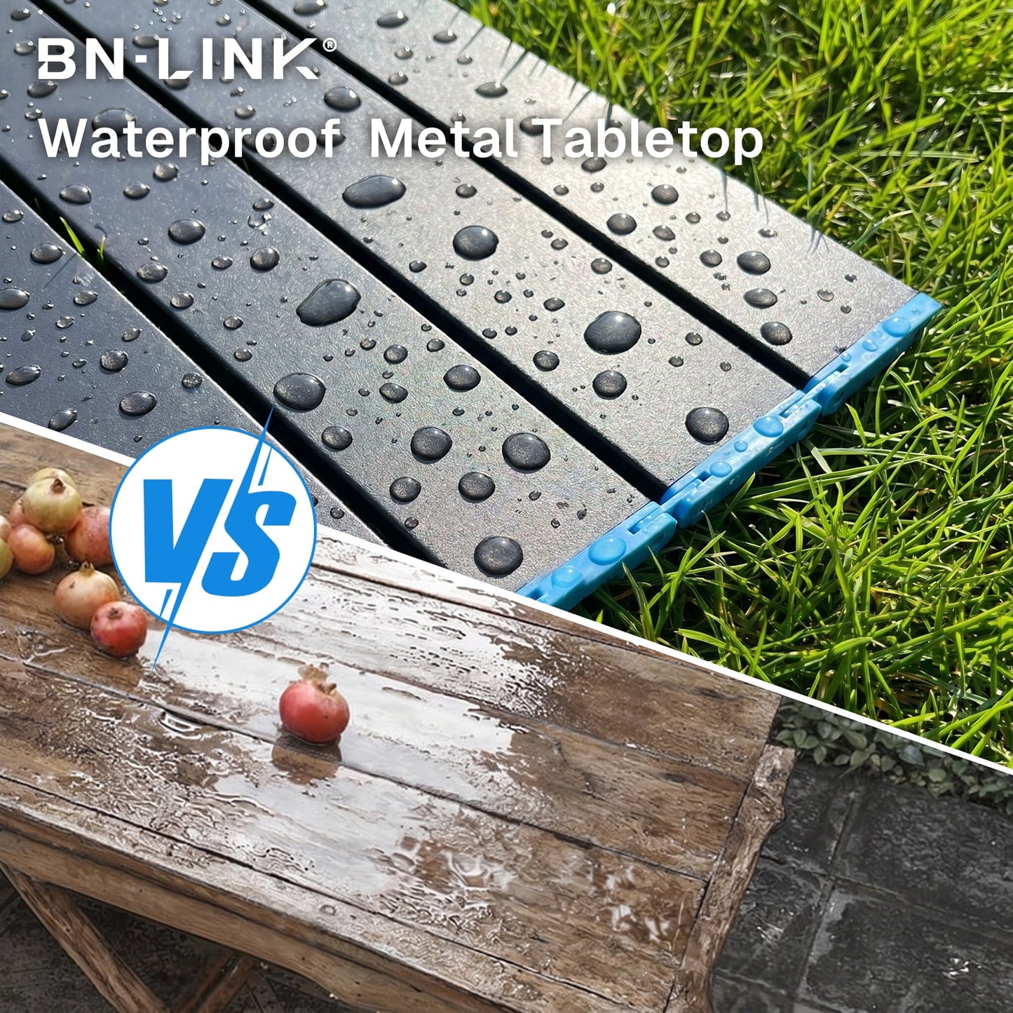 BN-LINK Outdoor Folding Table, Heavy Duty Aluminum Camping Table with Carry Bag, Portable Beach Table for Outdoor Cooking, Picnic, Camp, Festival, Travel