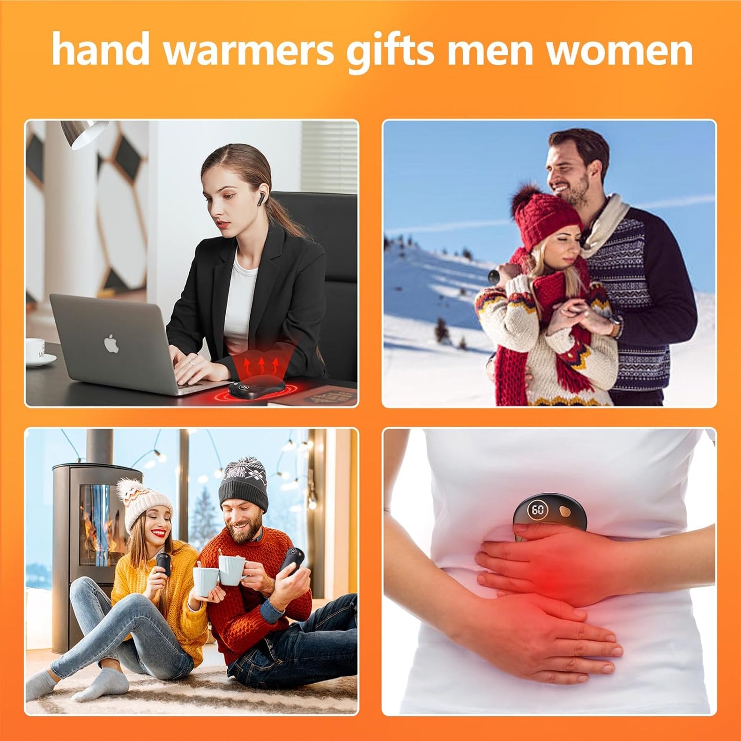 Behome 2Pack Magnetic Hand Warmers Rechargeable, Electric Hand Warmers With 3 Temperature Settings, Portable Pocket Heater for Winter & Outdoor, Gift for Men Women