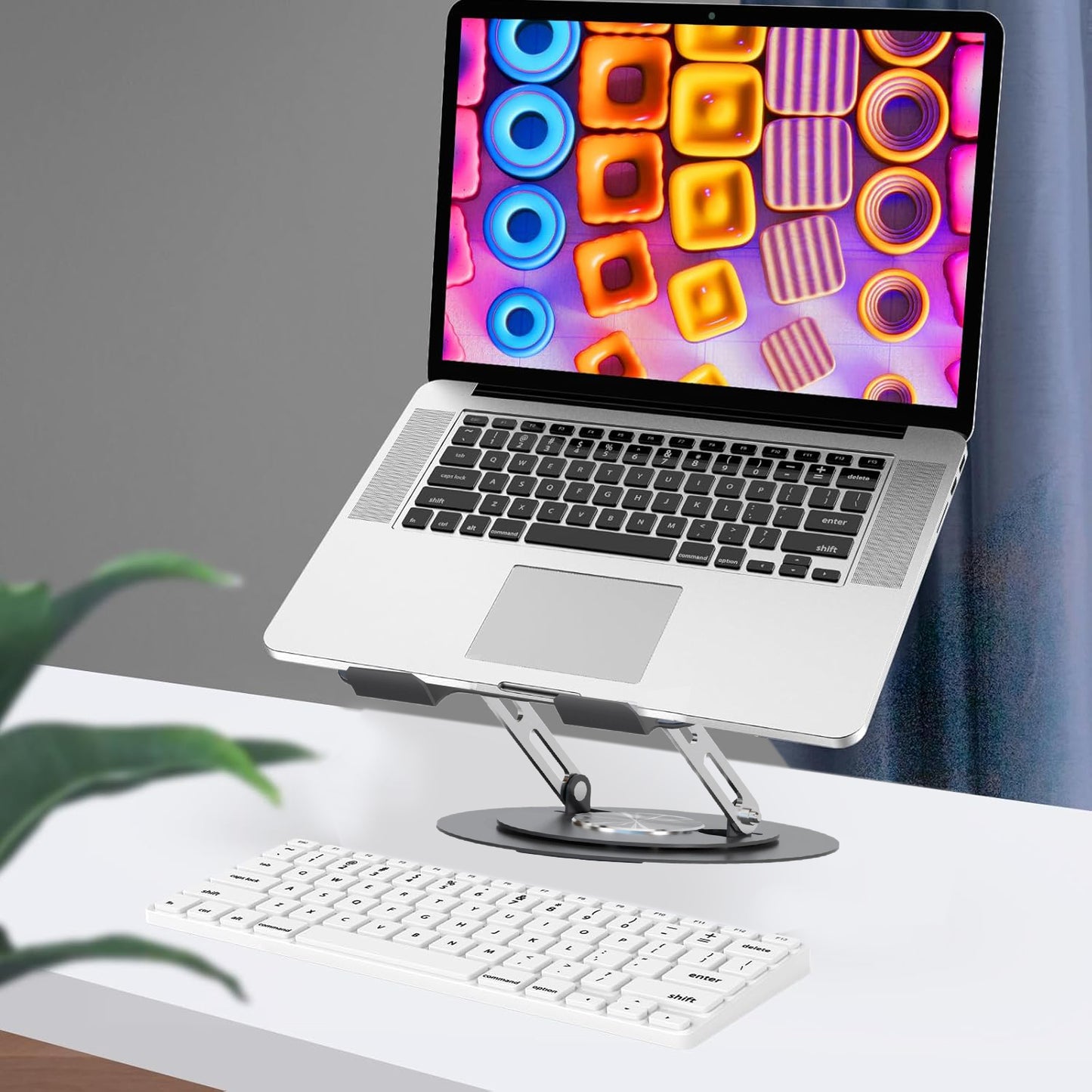 Behome Laptop Stand, Height Adjustable Ergonomic Computer Stand for Desk, Portable and Foldable Laptop Riser for Laptops and Notebook Up to 17 Inch, Black