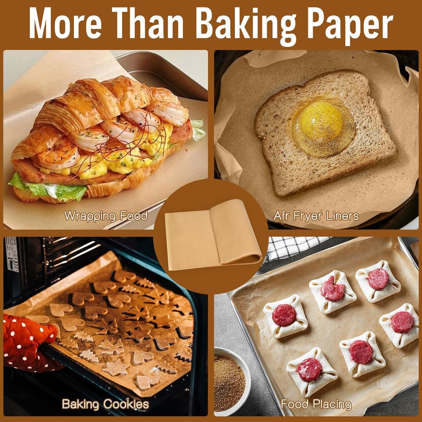 Behome 200 Pcs Parchment Paper Baking Sheets, 12 x 16 Inches Non-Stick Unbleached Precut Baking Parchment for Baking Grilling, Air Fryer