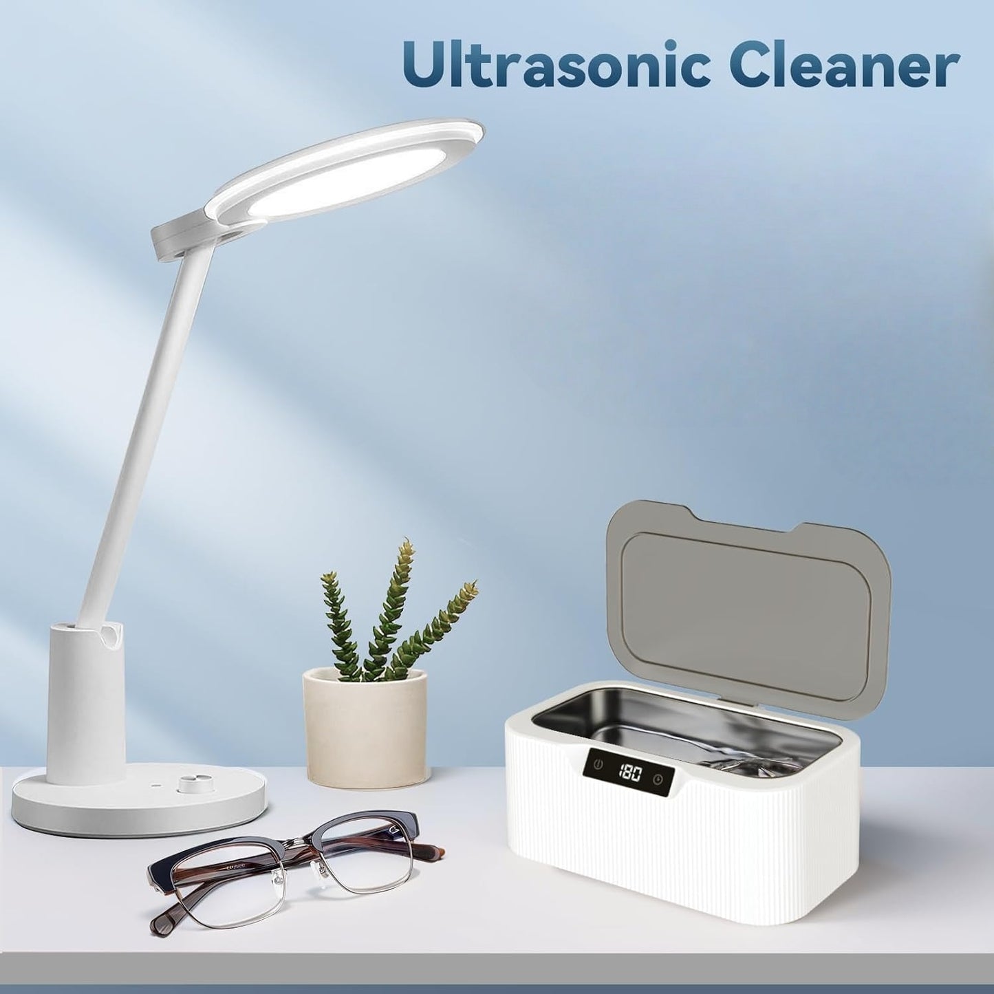 Behome Ultrasonic Jewelry Cleaner, 17oz 47KHz Professional Jewelry Cleaner, 3 Modes with Digital Timer, Portable Ultrasonic Cleaner for Jewelry, Eyeglasses, Rings, Watch Strap, White