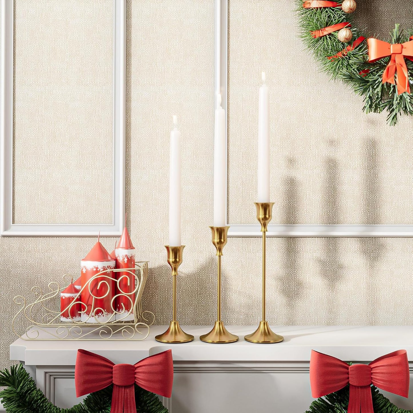 Behome Taper Candle Holders, Set of 3 Metal Candlestick Holders, for Home Decor, Wedding, Dinning, Party, Anniversary