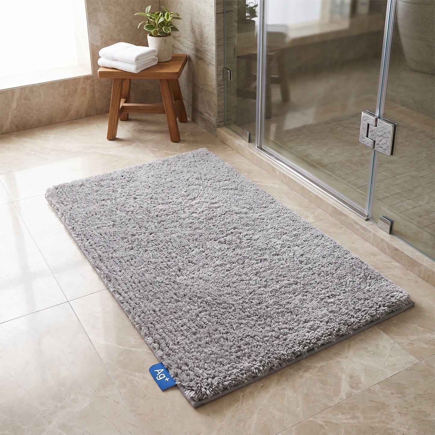 Behome Non-Slip Thick Bathroom Rugs, 16"x 24" Extra Soft and Absorbent Shaggy Bath Mat, Washable Bath Rugs for Bathroom Floor, Tub and Shower