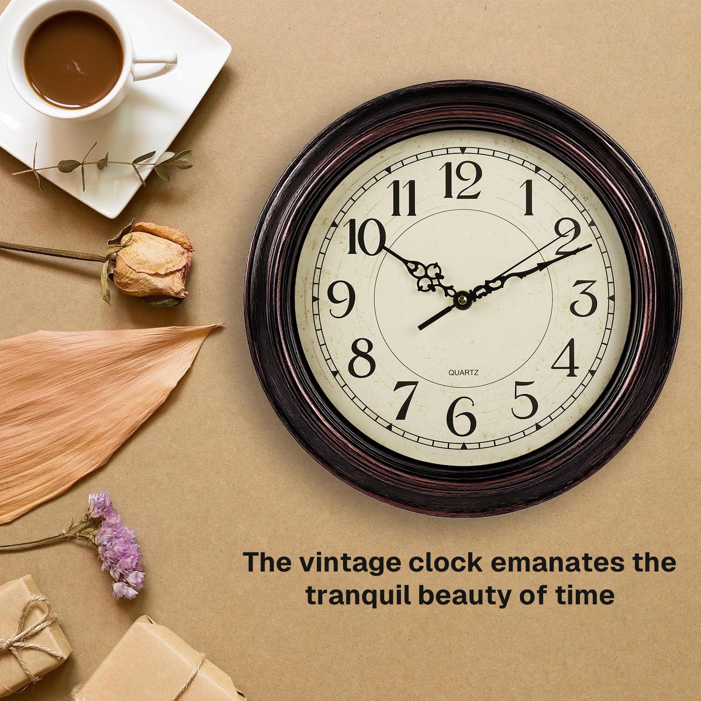 Behome 12 Inch Wall Clock, Silent Non Ticking Classic Battery Operated Clocks, Large Decorative Retro Clock for Living Room, Kitchen, Bedroom, Battery Not Included