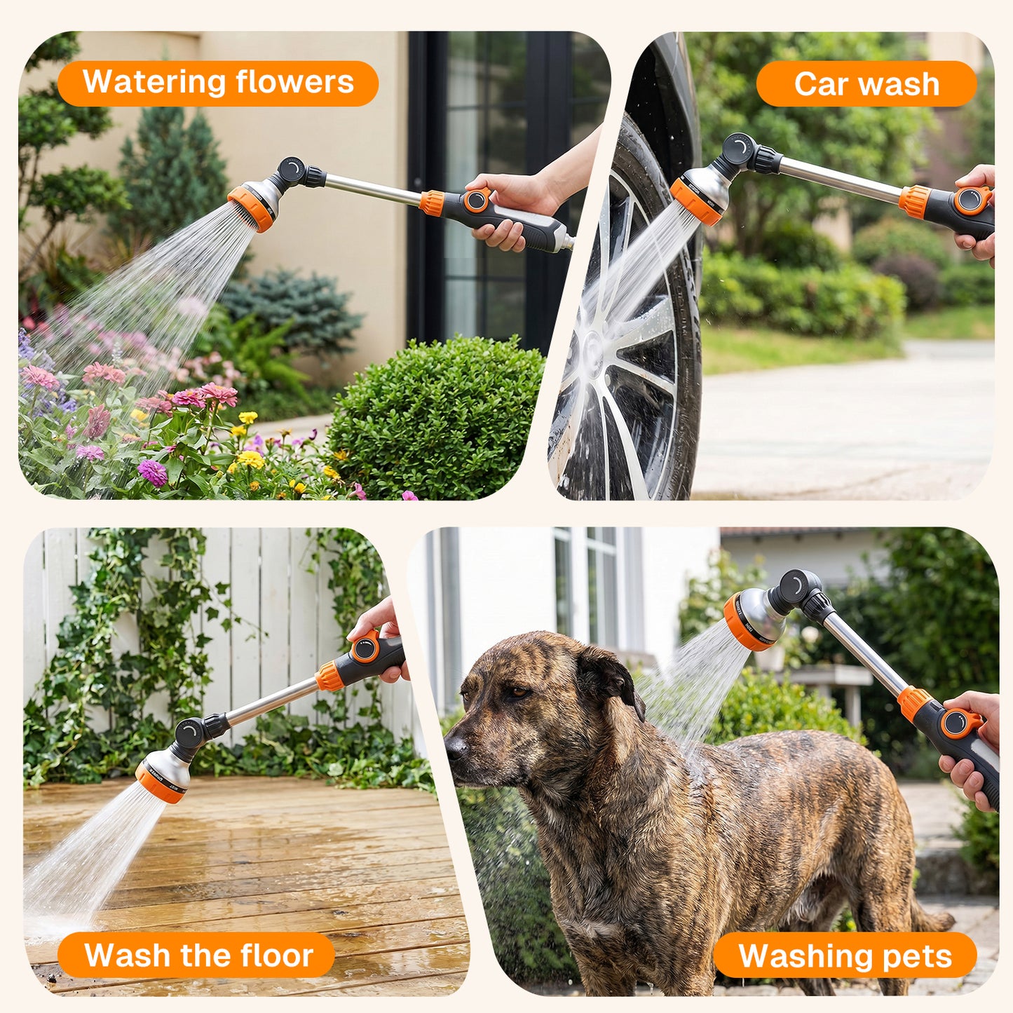 BN-LINK Watering Wand,8 Spray Patterns, 180° Adjustable Rotating Head with Thumb Flow Control，Garden Watering Wand for Plants, Flowers, Hanging Baskets,Car Wash