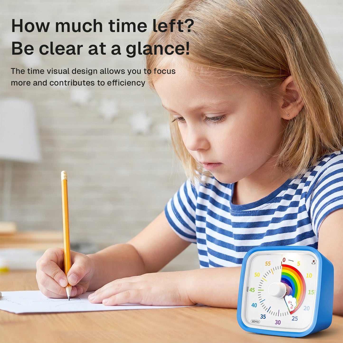 Behome 60-Minute Visual Timer for Kids with Night Light, Silent Operation Countdown Kitchen Timer, Drop-resistant Classroom Timers for Study, Office, Kitchen
