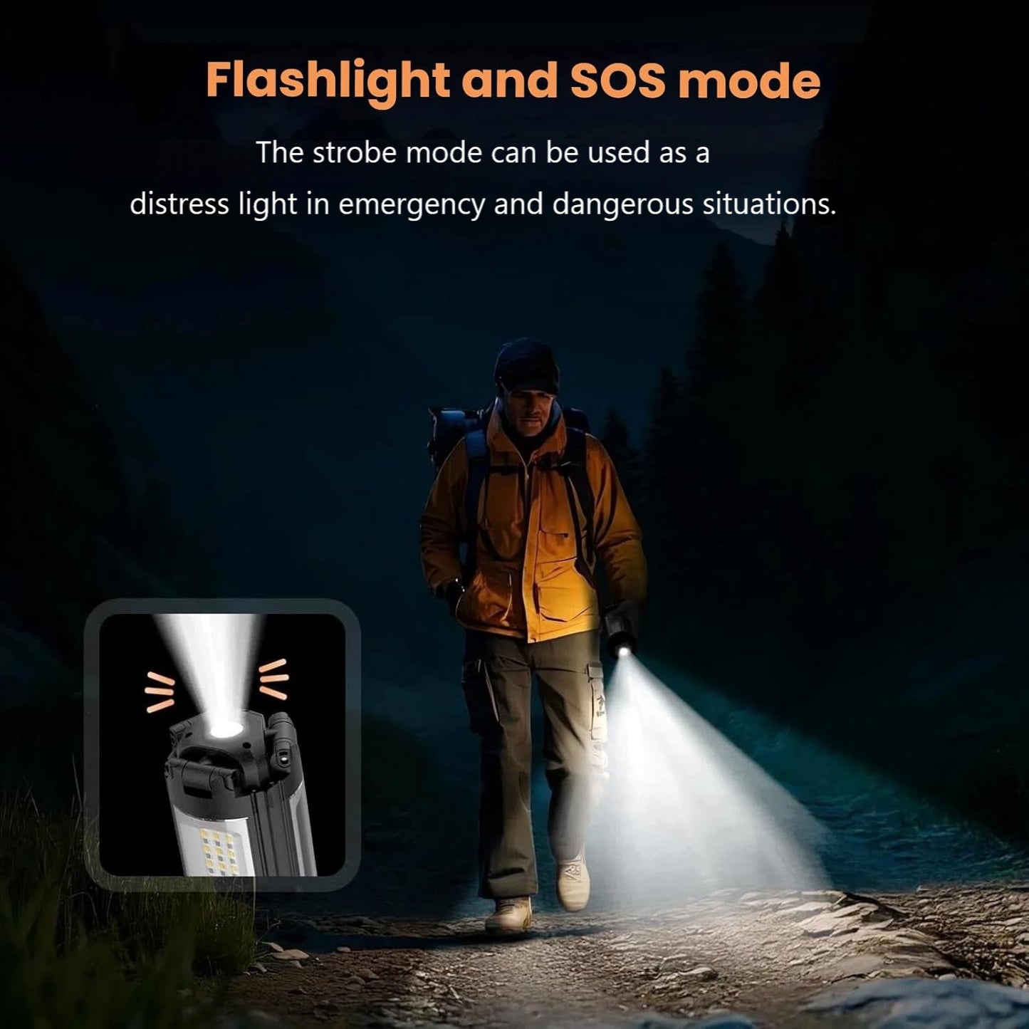 BN-LINK Rechargeable Camping Lights with 8 Light Modes, Foldable Work Light with Stand & 3 Heads & Magnetic Base, Waterproof Camping Lantern for Hiking, Camping, Emergency Use