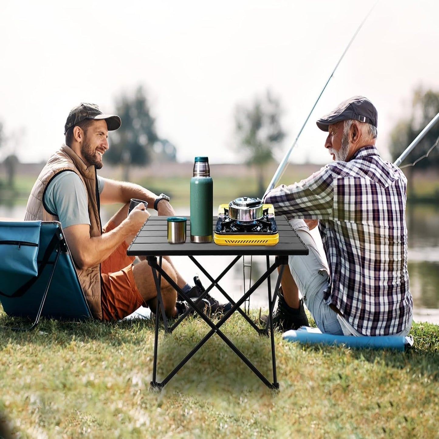BN-LINK Small Camping Table, Portable Folding Beach Table, Outdoor Ultralight Metal Camping Table, with Carry Bag for Outdoor Cooking, Picnic, Camp, Boat, Travel, Black