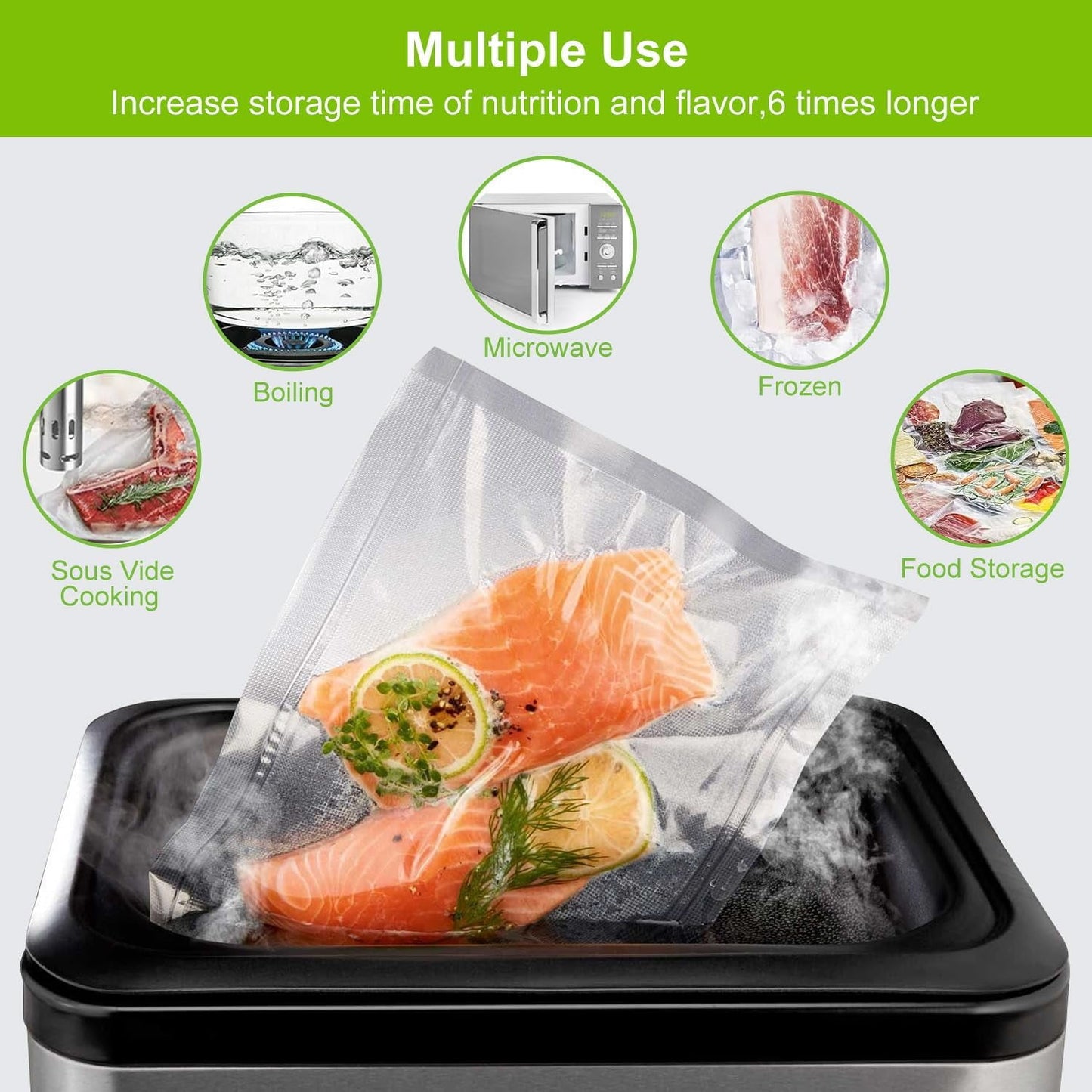 Behome Vacuum Sealer Bags, 2 Rolls (7.87”x 50’&11.02” x 50’) Textured Vacuum Sealer Bags for Food Sealer, for Sous Vide Cooker and All Vaccum Food Sealer Machines